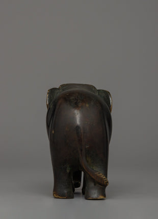 Small Bronze Elephant Statue | Handmade Decorative Statue for Desk or Shelf