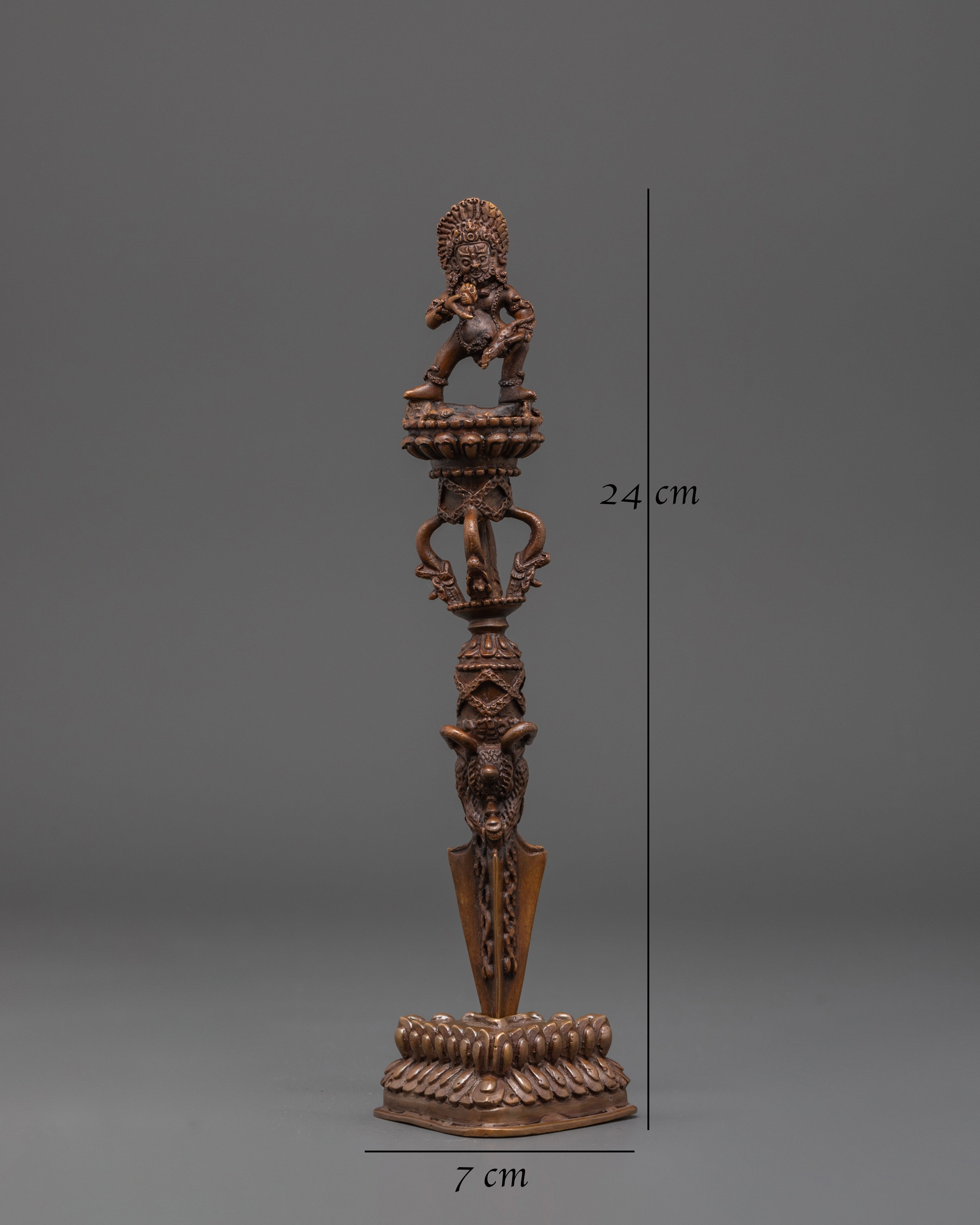 Handmade Himalayan Phurba Dagger | Oxidized Copper Ritual Artifact