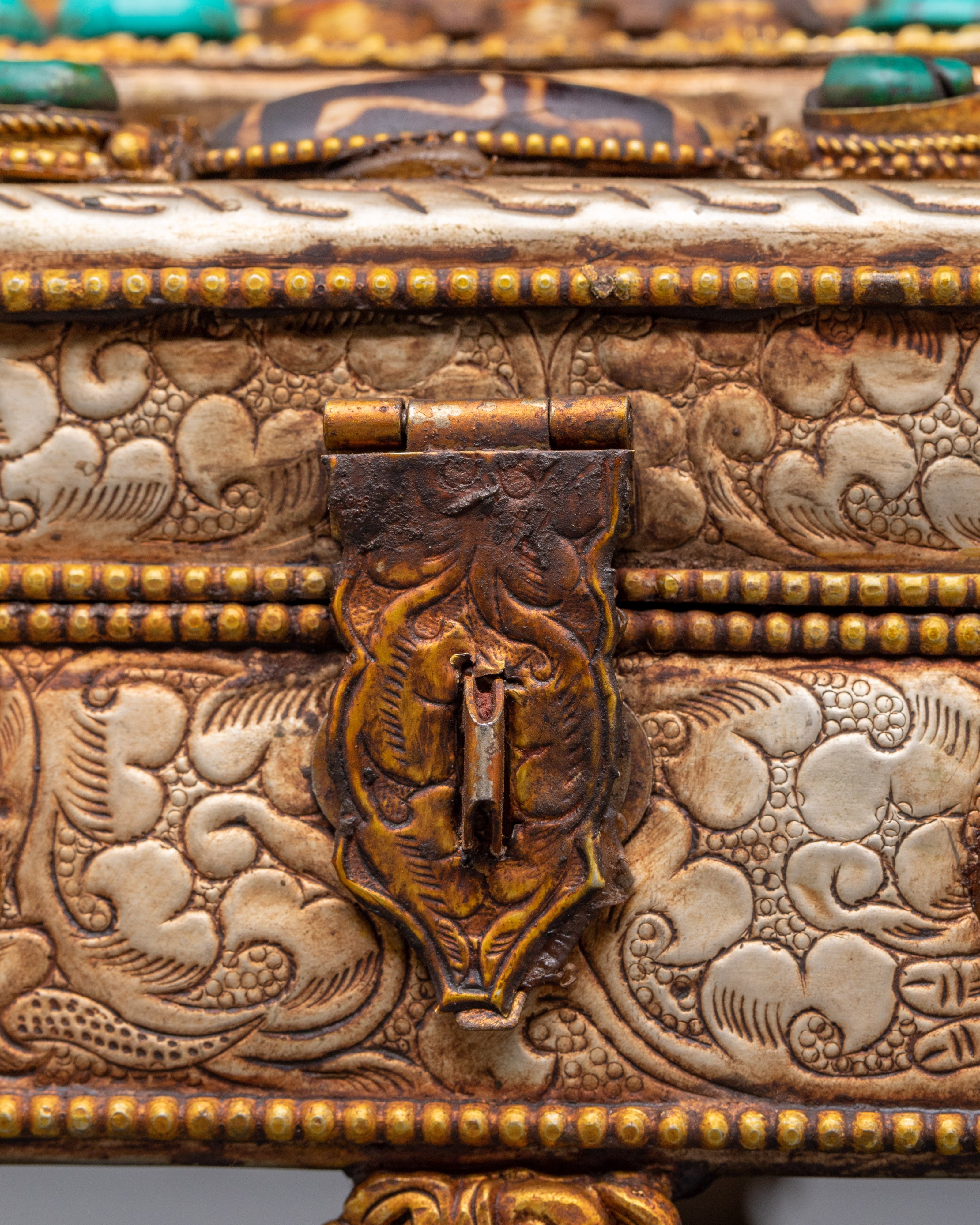 Coral and Turquoise Inlaid Treasure Box | Jewelry Box
