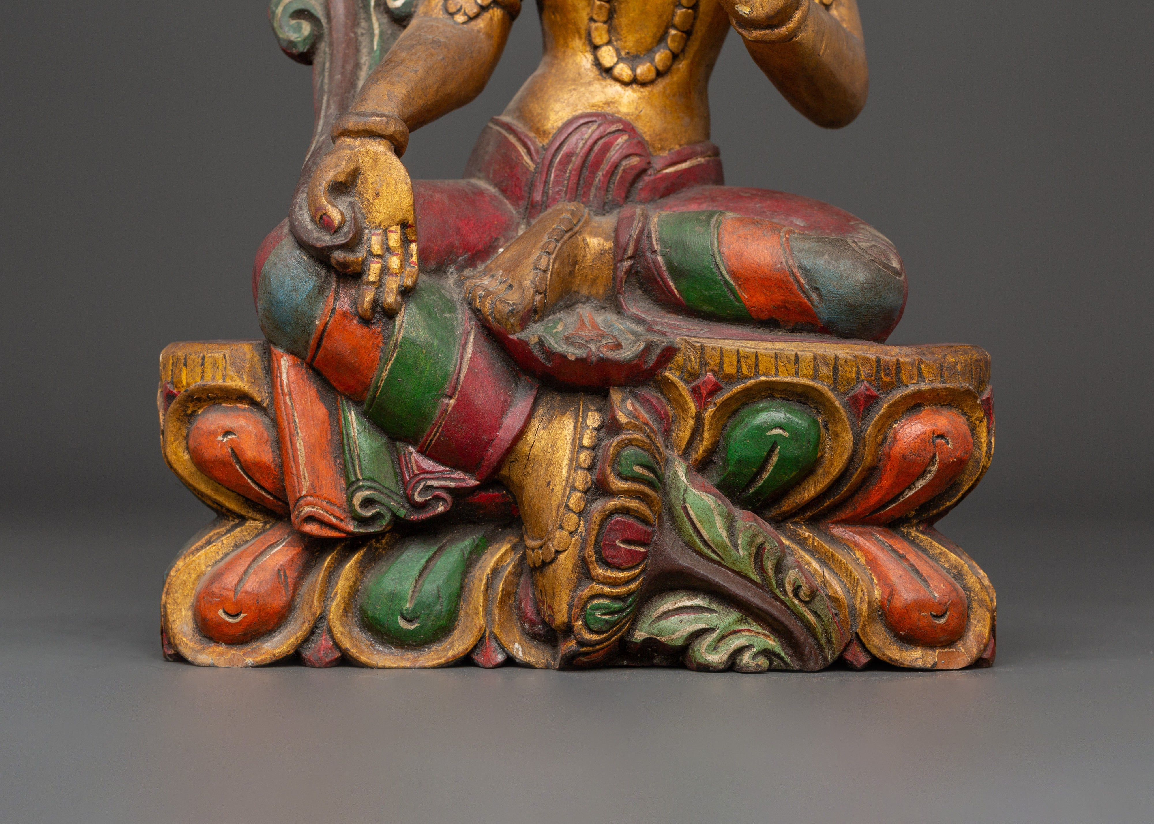 Handcrafted Tibetan Green Tara Statue | Spiritual Buddhist Goddess Figurine