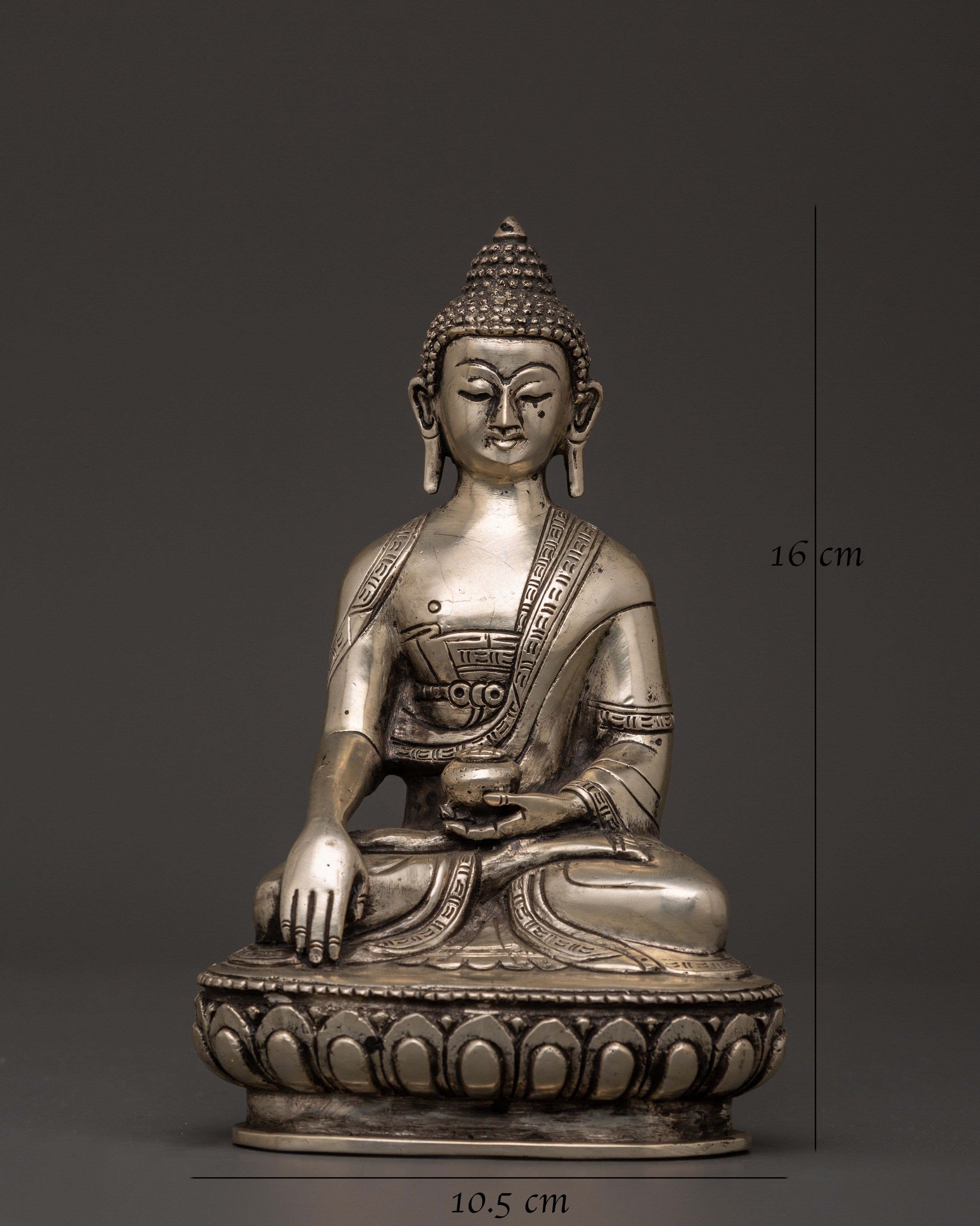 Silver-Plated Shakyamuni Buddha Statue | Buddhist Decor & Spiritual Serenity