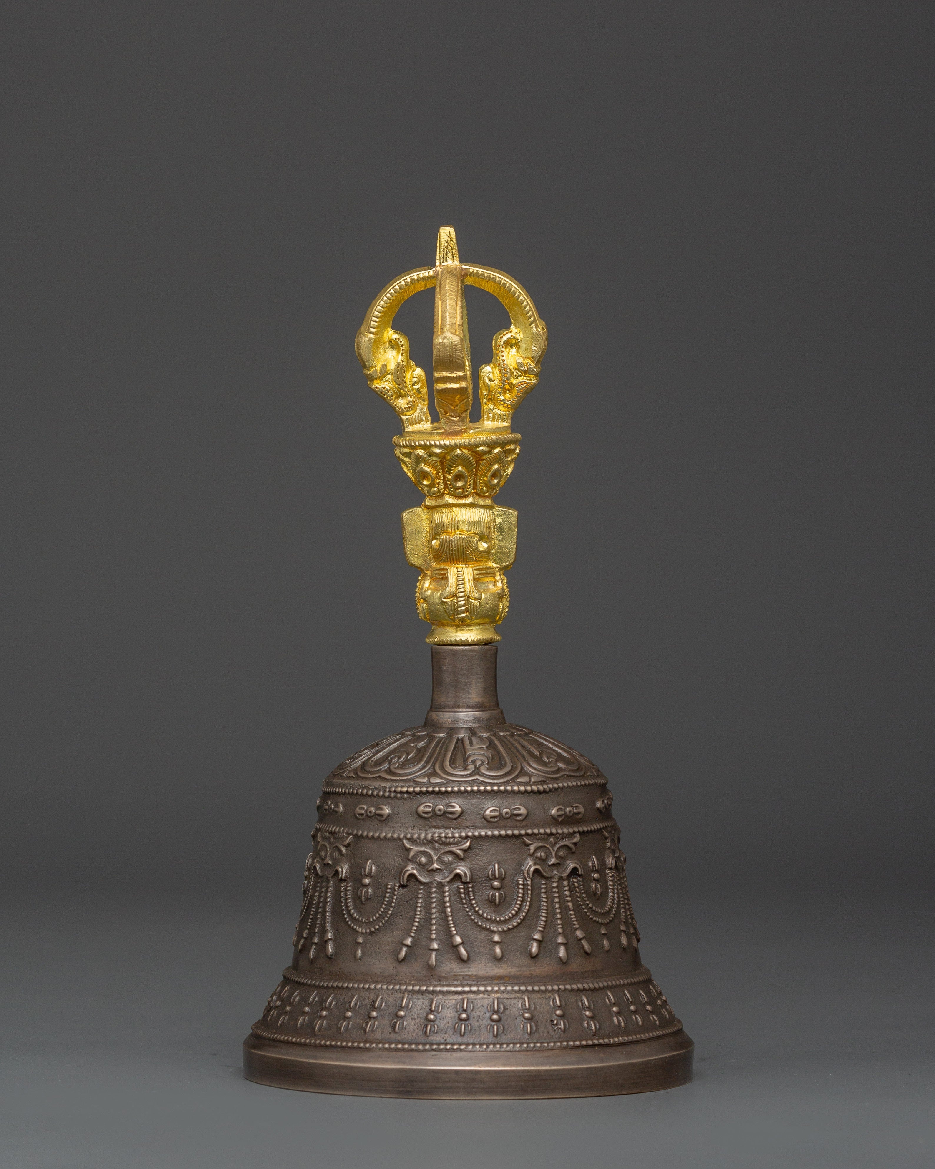 Sacred Tibetan Bronze and Brass Bell & Vajra Set | Ritual Tools