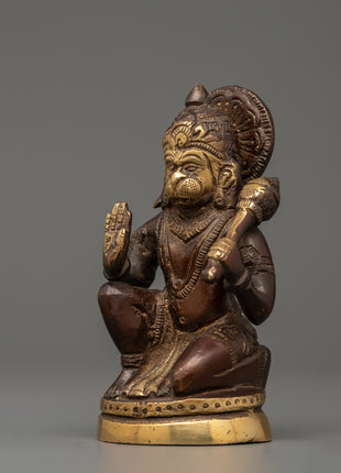 Antique-finish Brass Hanuman Statue | Spiritual Decor