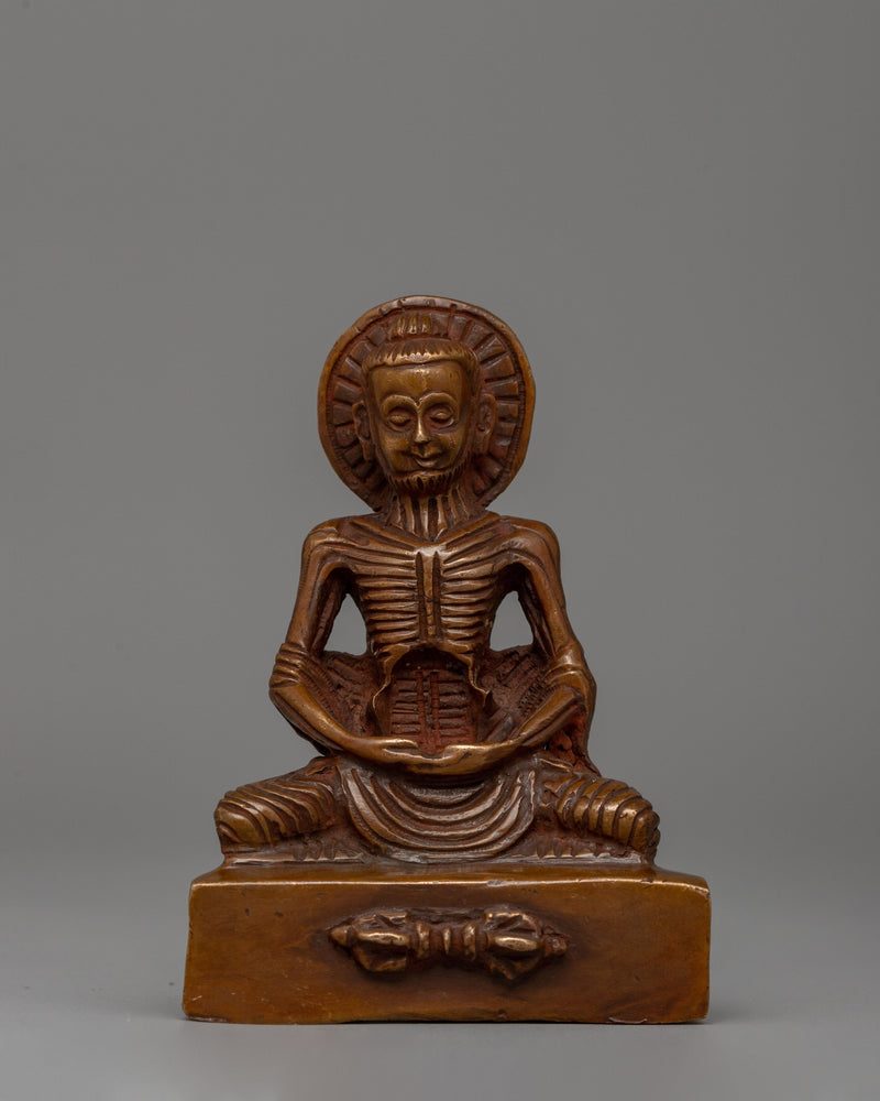 Oxidized Copper Fasting Buddha Statue 