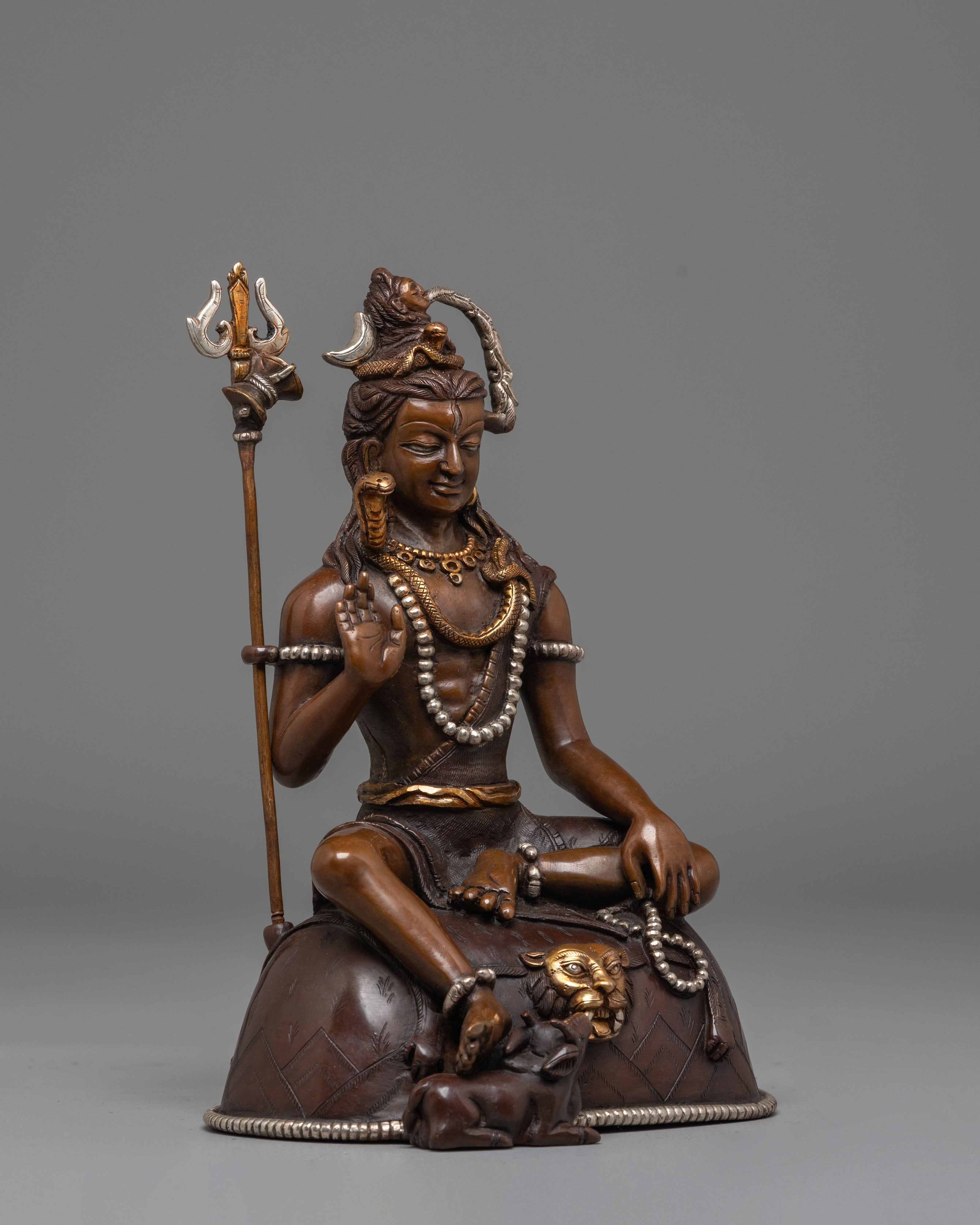 Statue of Hindu Deity Shiva | Handcrafted Oxidized Copper Lord Shiva Sculpture
