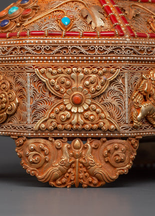 Tibetan Treasure Box with Coral | Sacred Stones & Buddhist Symbolism