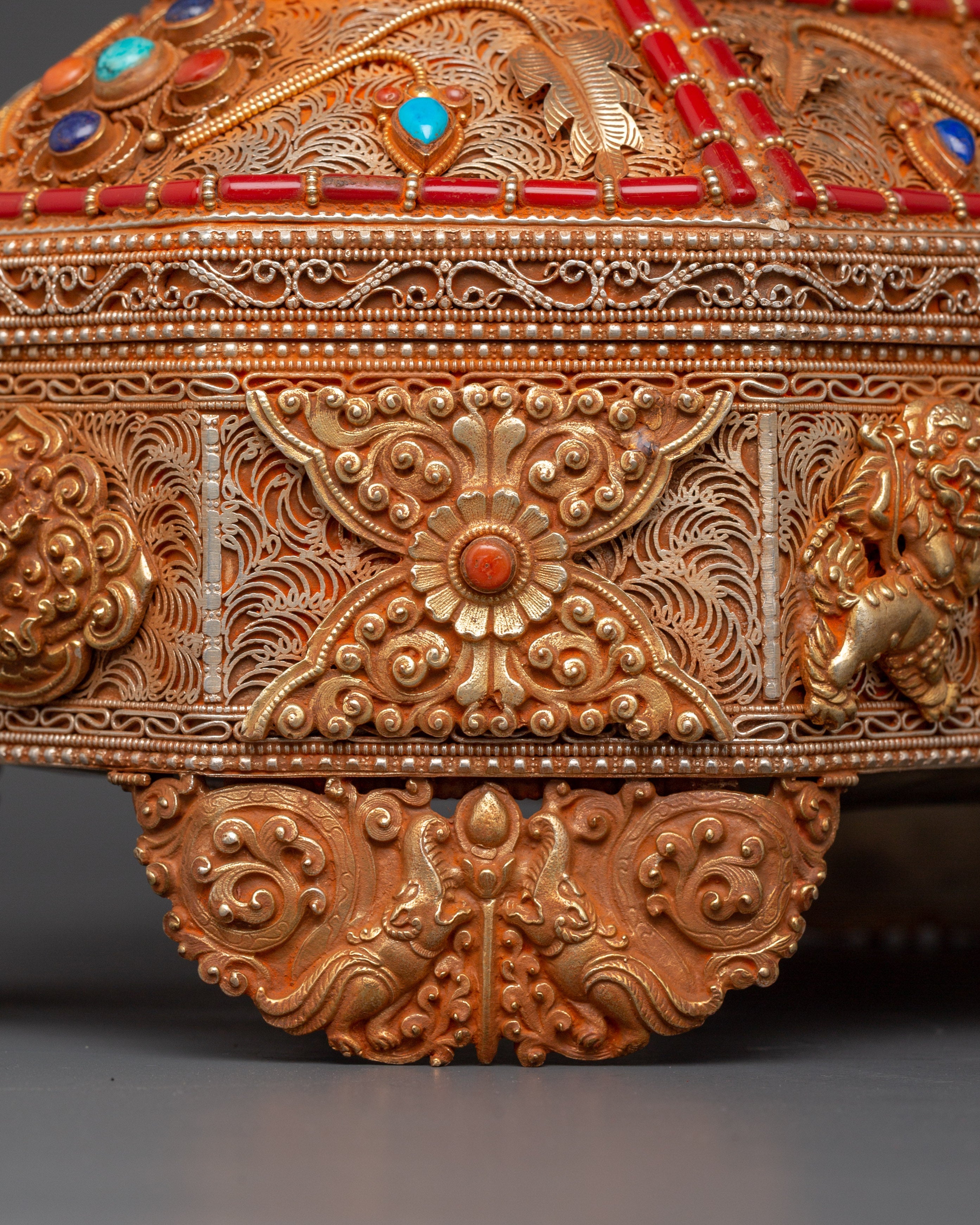 Tibetan Treasure Box with Coral | Sacred Stones & Buddhist Symbolism