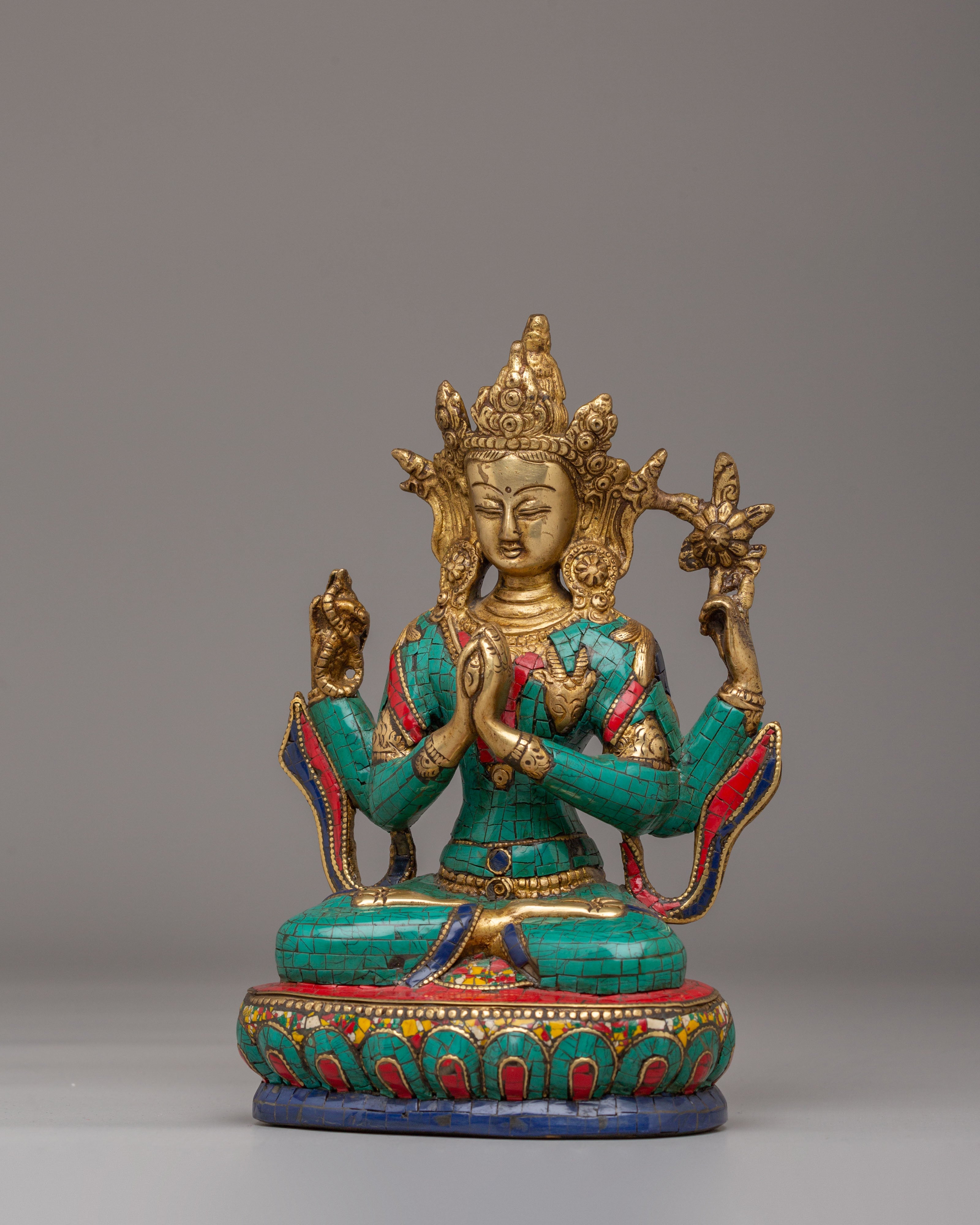 Tibetan Chenrezig Statue for Altar | Buddhist Deity Figurine