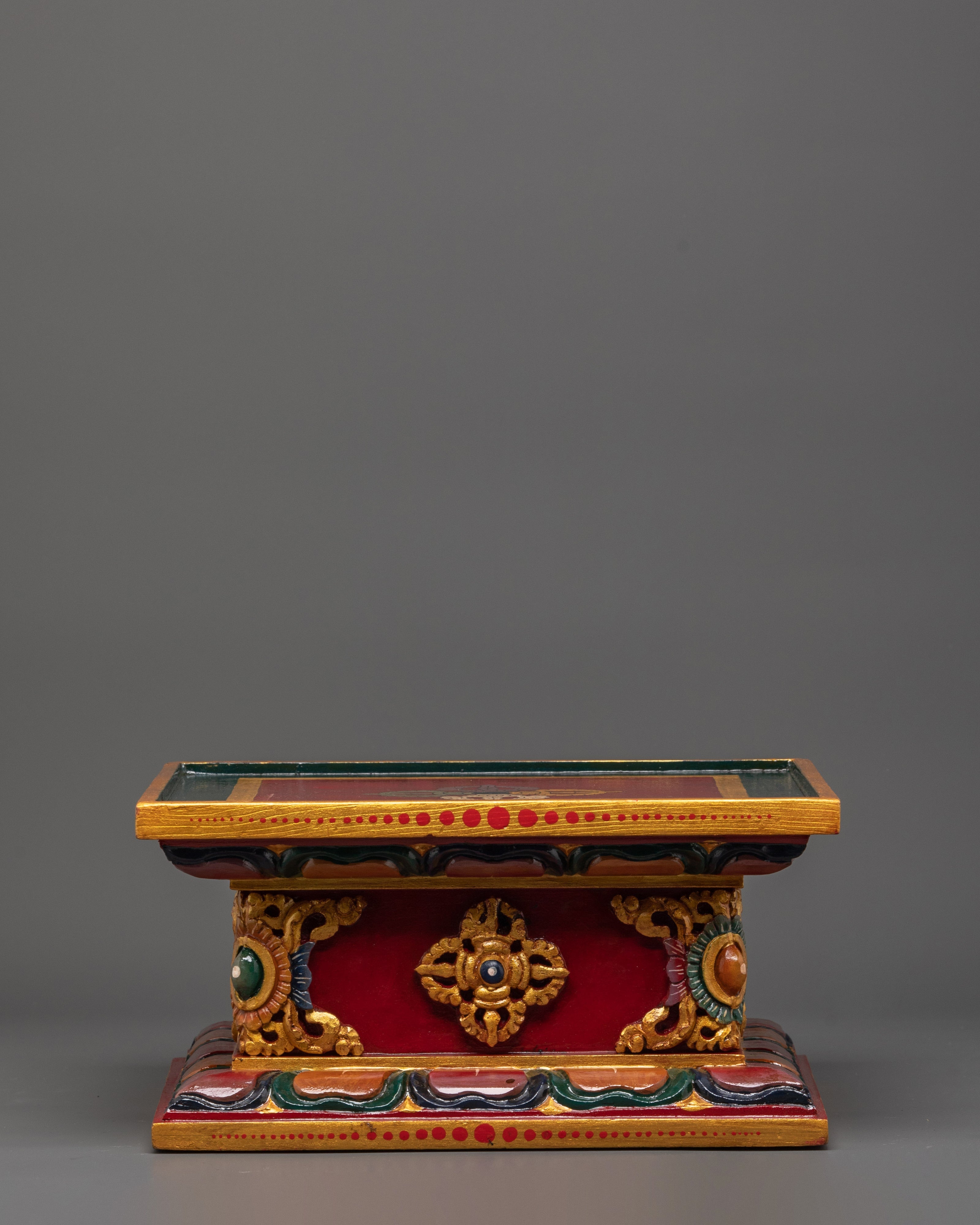 Tibetan Stupa Stand | Handcrafted Wooden Altar Base