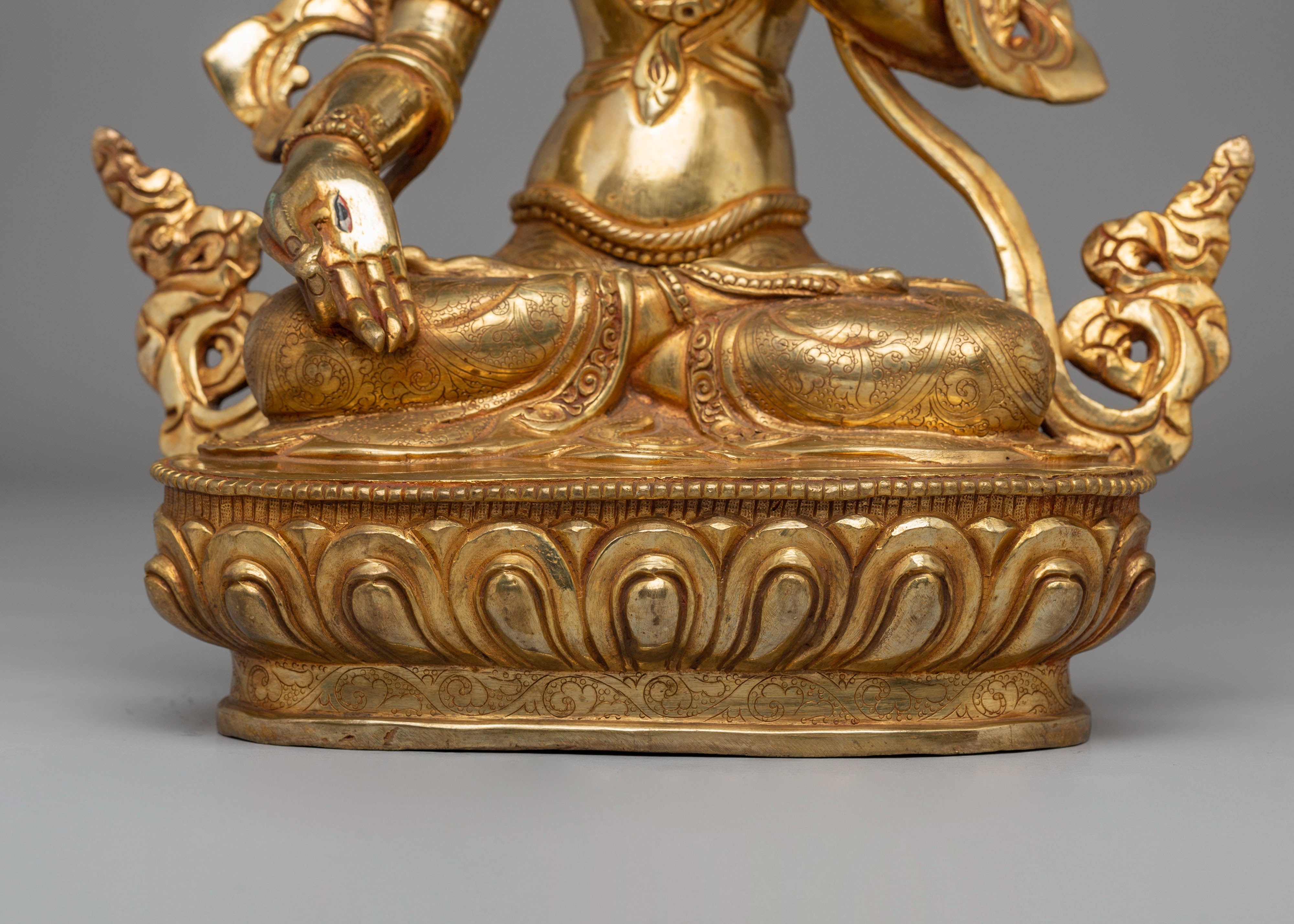 Handcrafted White Tara Copper Statue with 24K Gold Gilding