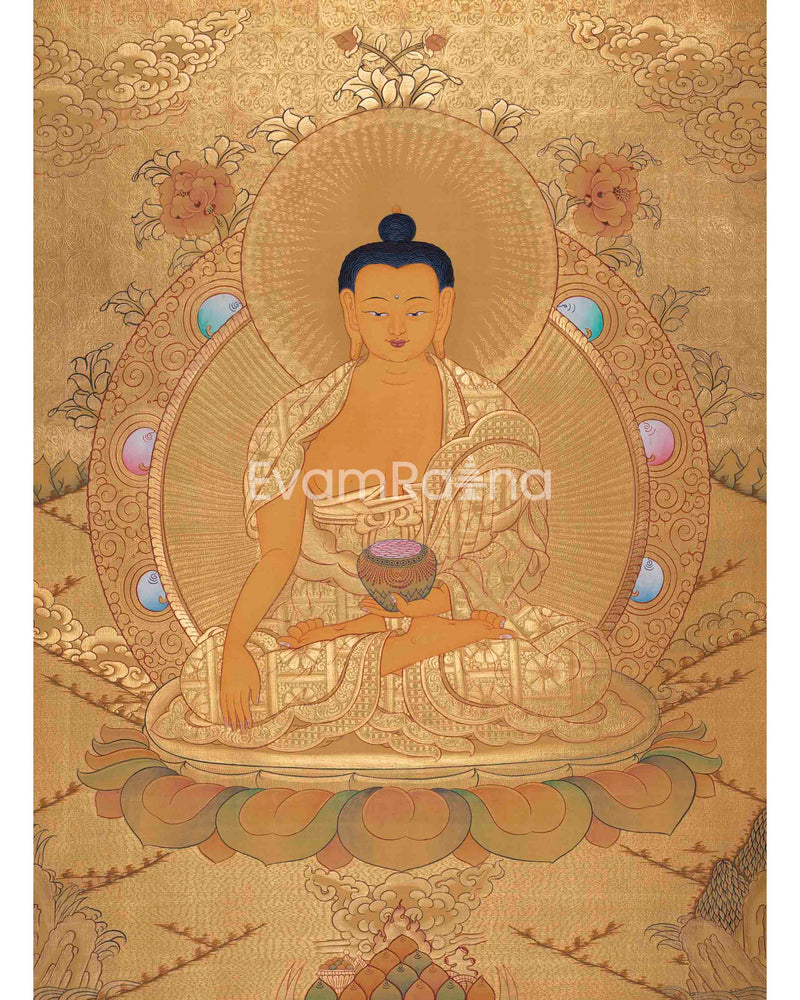 Original Hand-Painted 24K Gold Shakyamuni Buddha