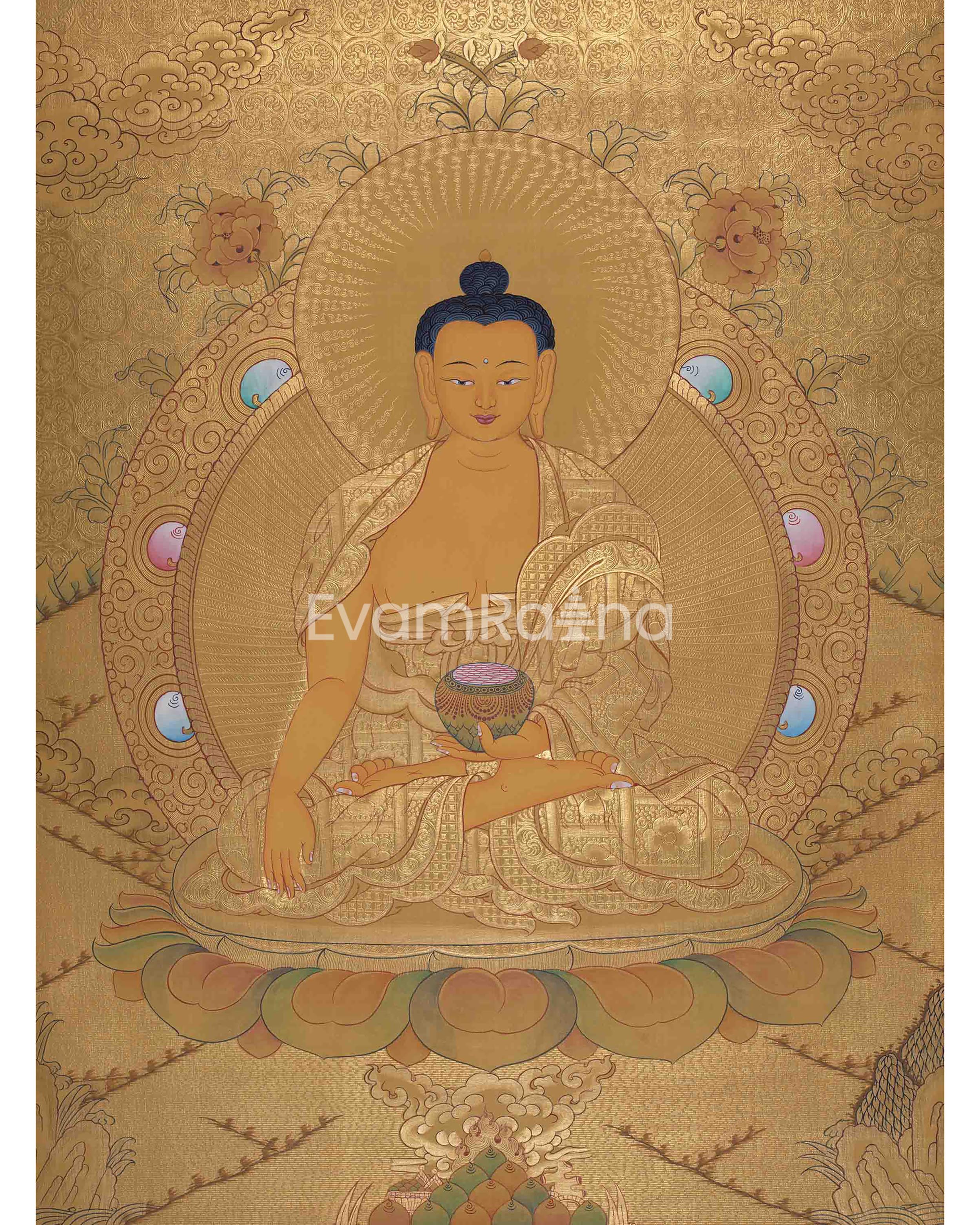 Original Hand-Painted 24K Gold Shakyamuni Buddha
