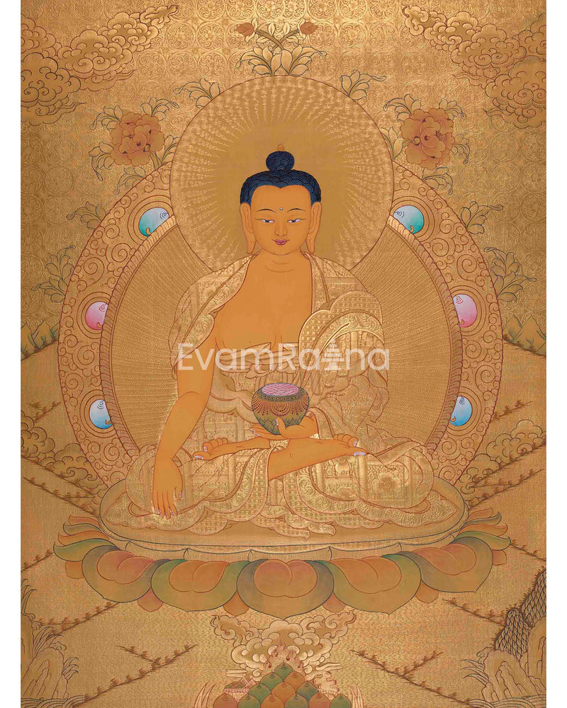 Original Hand-Painted 24K Gold Shakyamuni Buddha