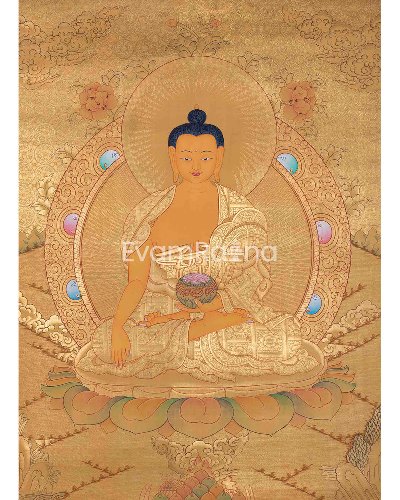 Original Hand-Painted 24K Gold Shakyamuni Buddha