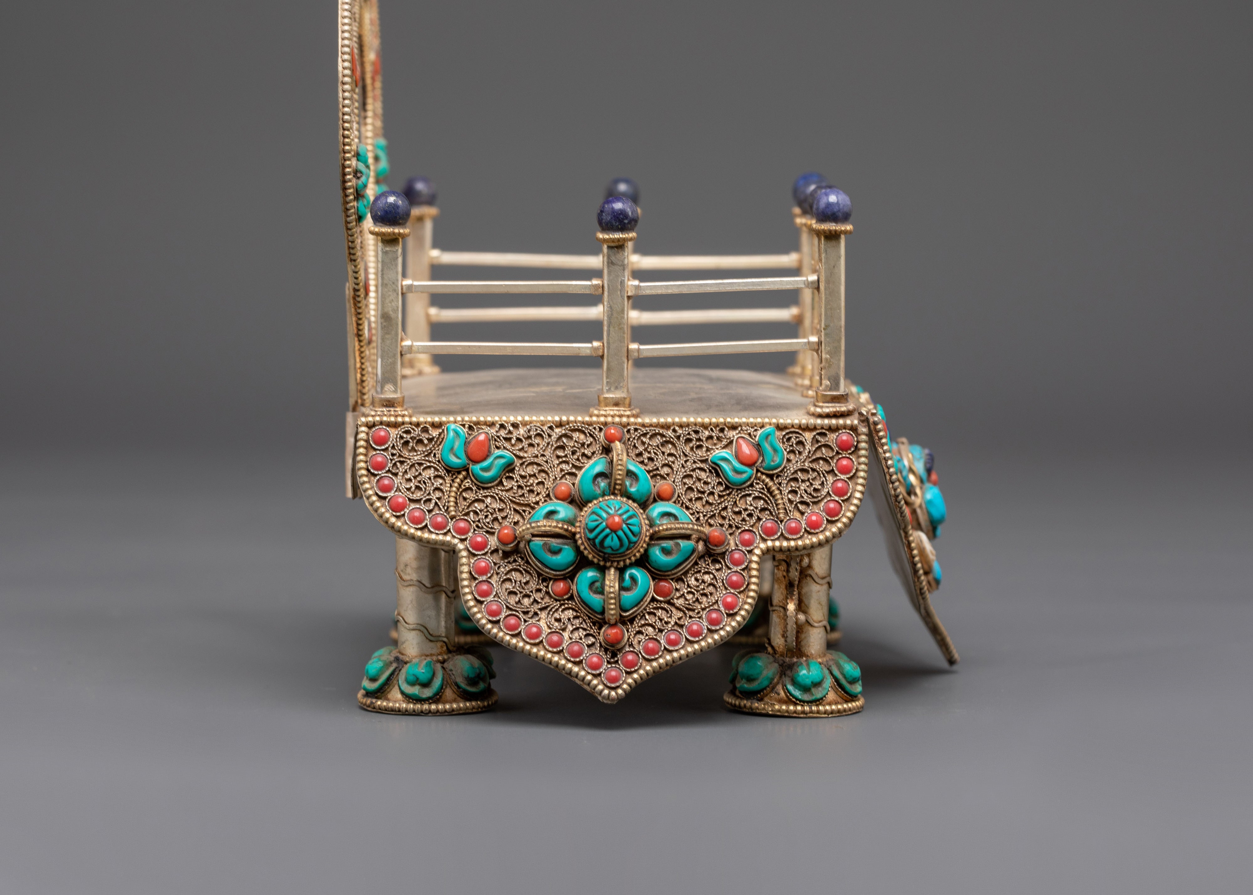 Traditional Buddhist Throne | Sacred Copper and Gold Plated Art Piece