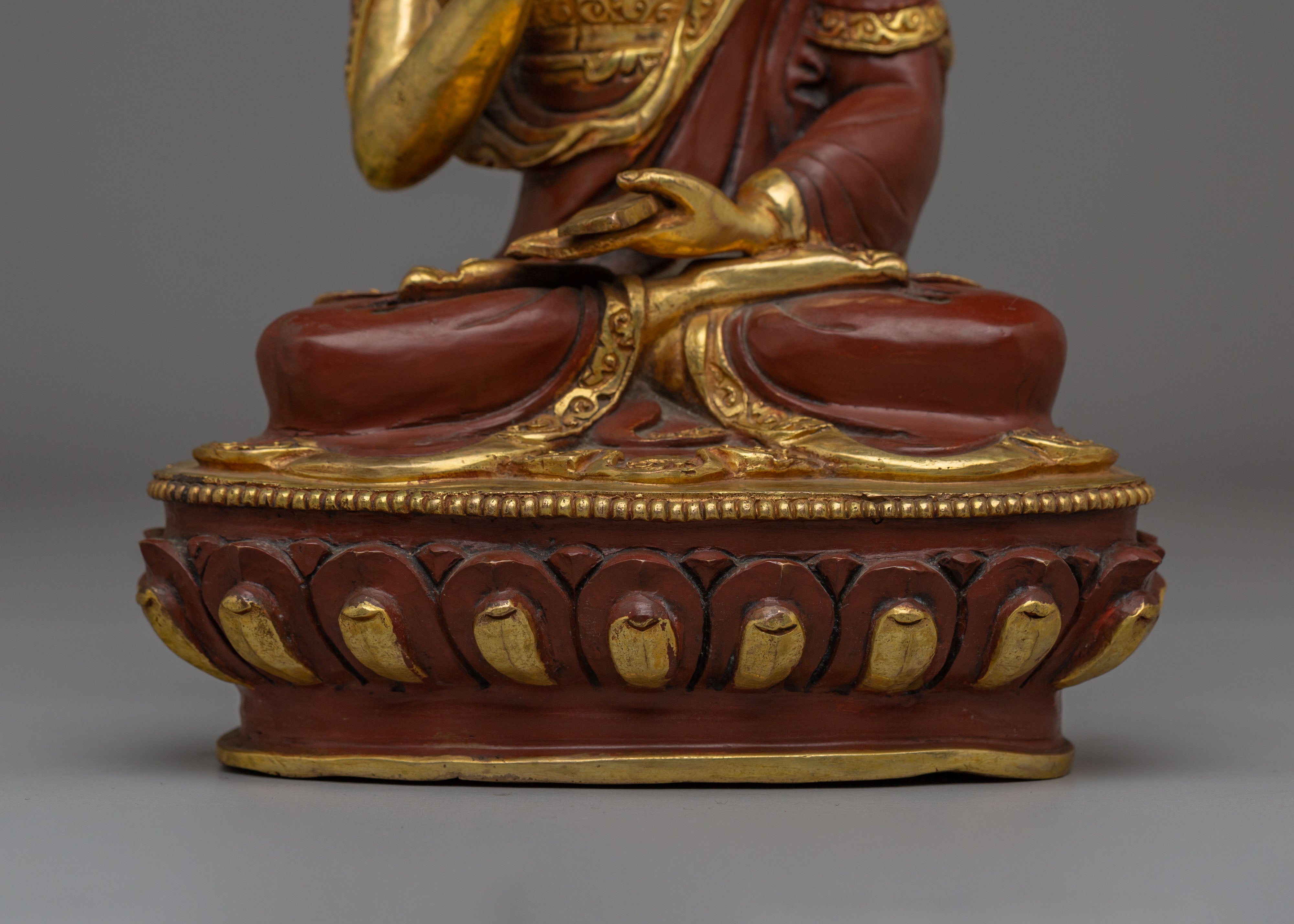 Handcrafted Sacred Tsongkhapa Set Statue | Tibetan Spiritual Artwork