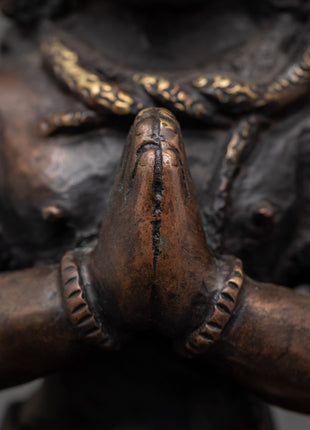 Oxidized Copper Garuda Bird Deity Statue