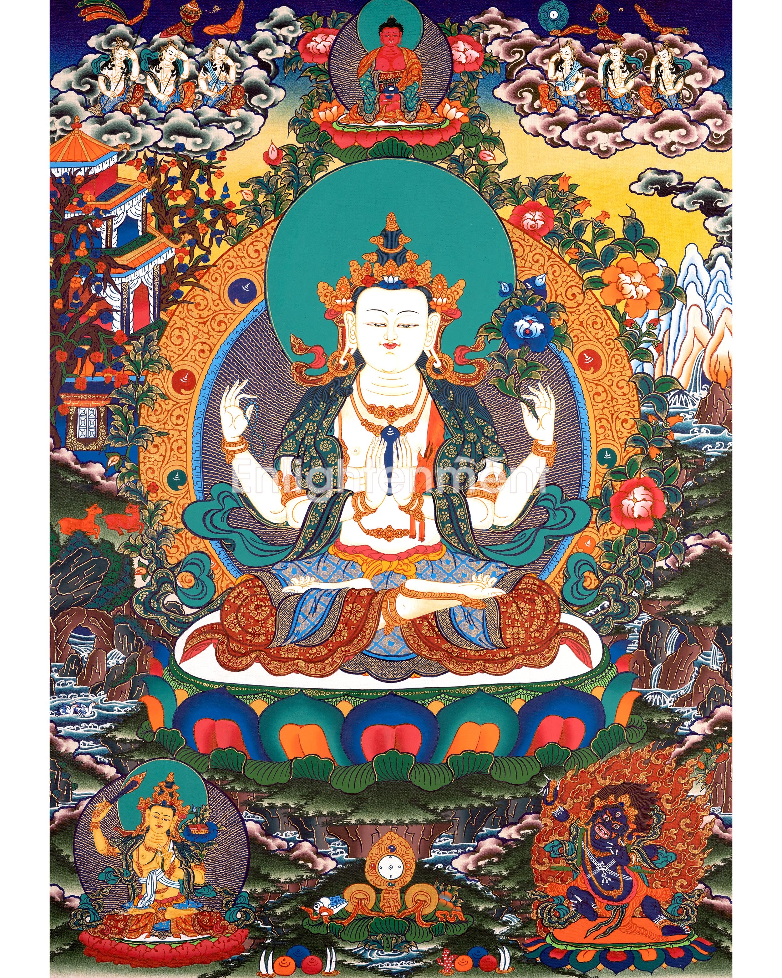 Female Bodhisattva, White Tara Artwork | Healing and Protection Deity