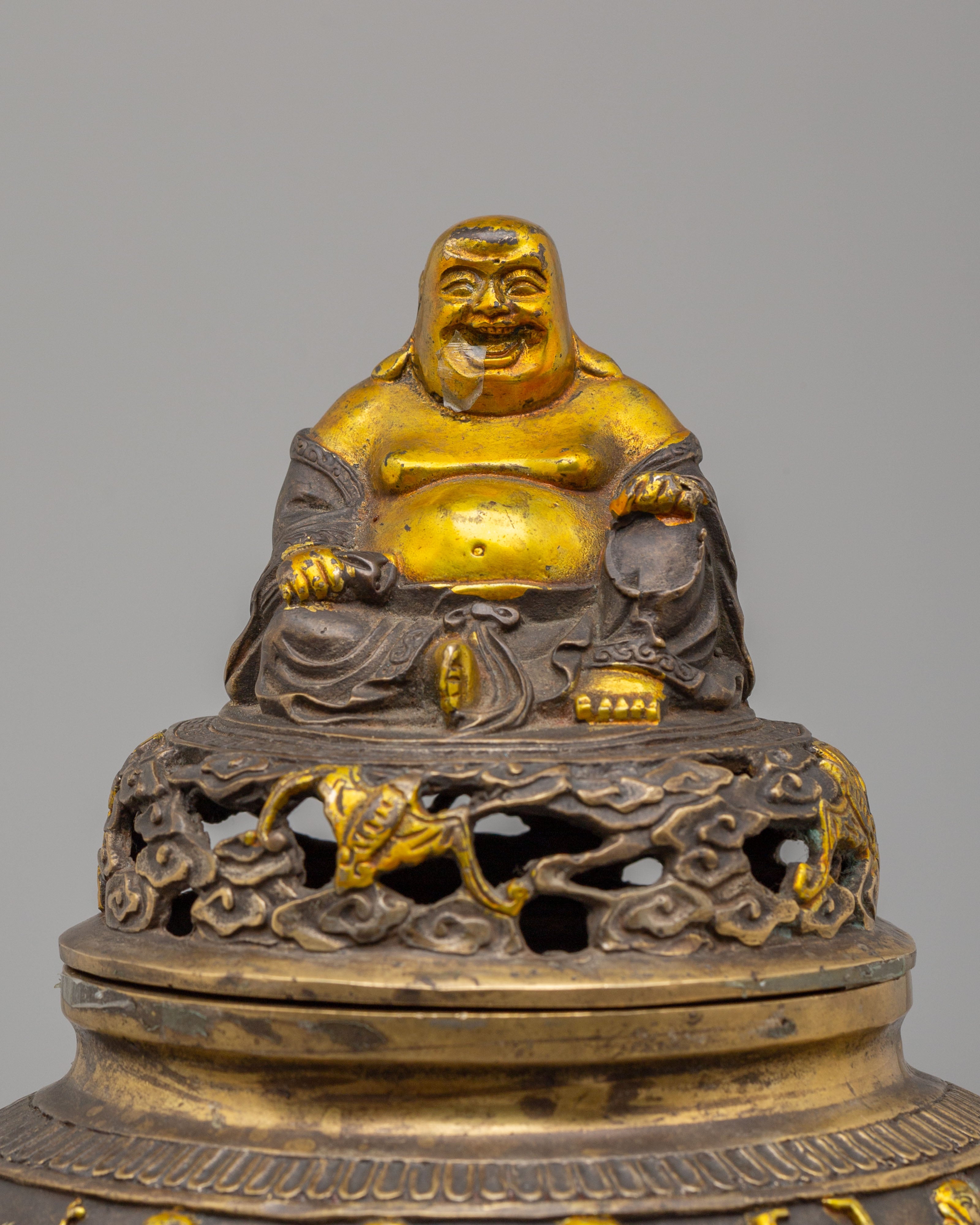 Traditional Laughing Buddha Incense Burner | Buddhist Ritual Incense Burner