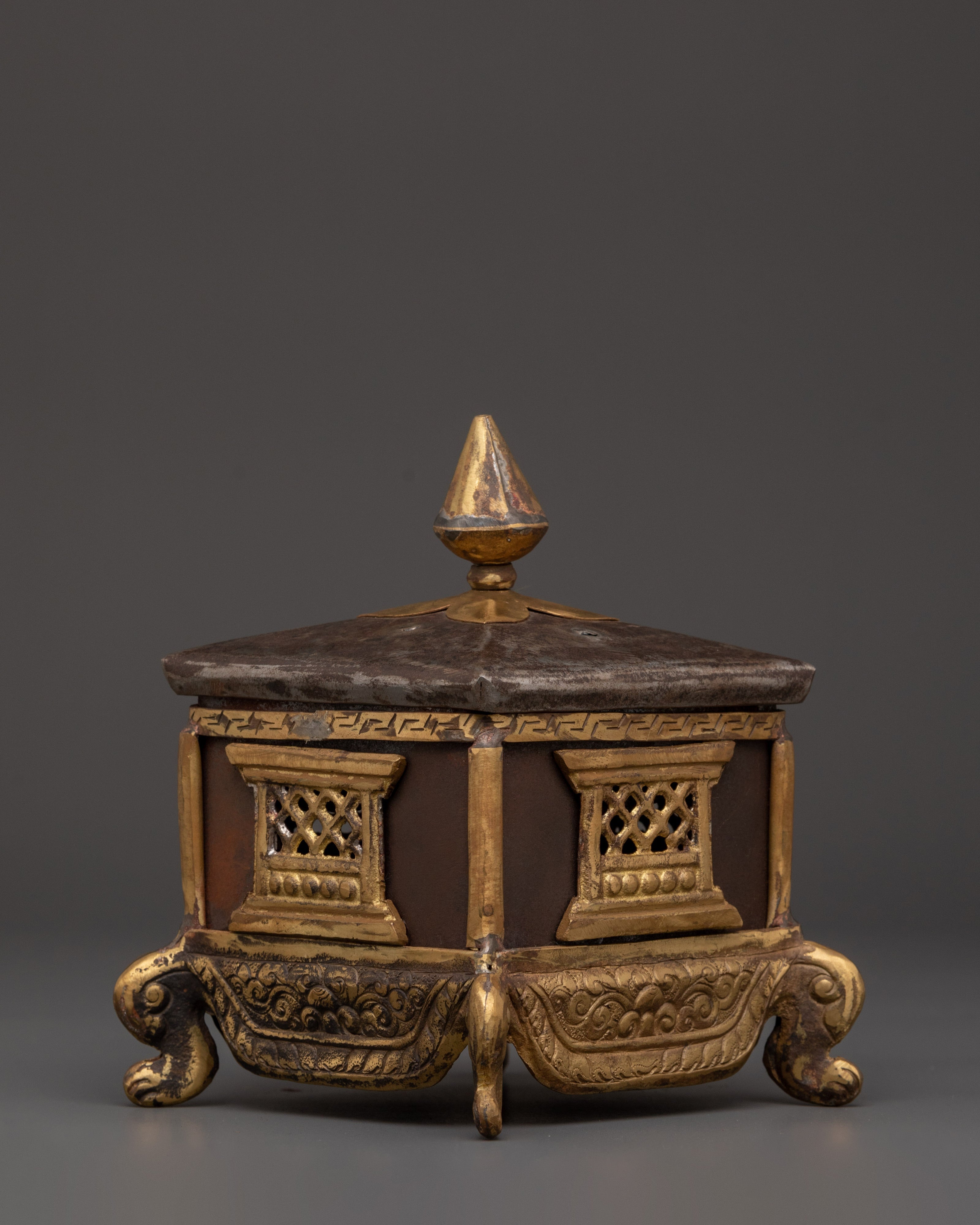 Handcrafted Tibetan Incense Burner | Ritual Censer with Lid for Buddhist Offering