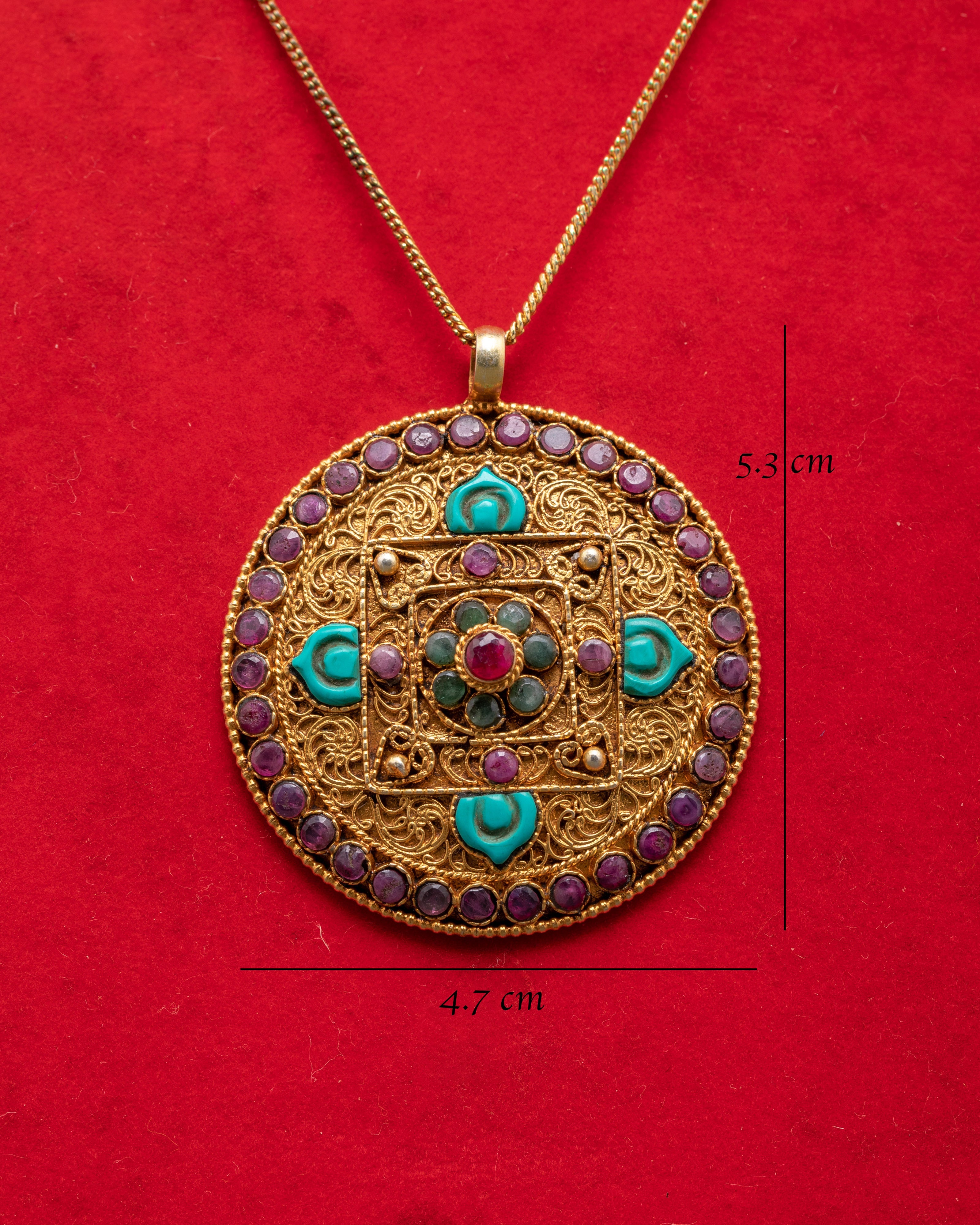 Silver Locket with Pearl | Panna, Coral and Turquoise