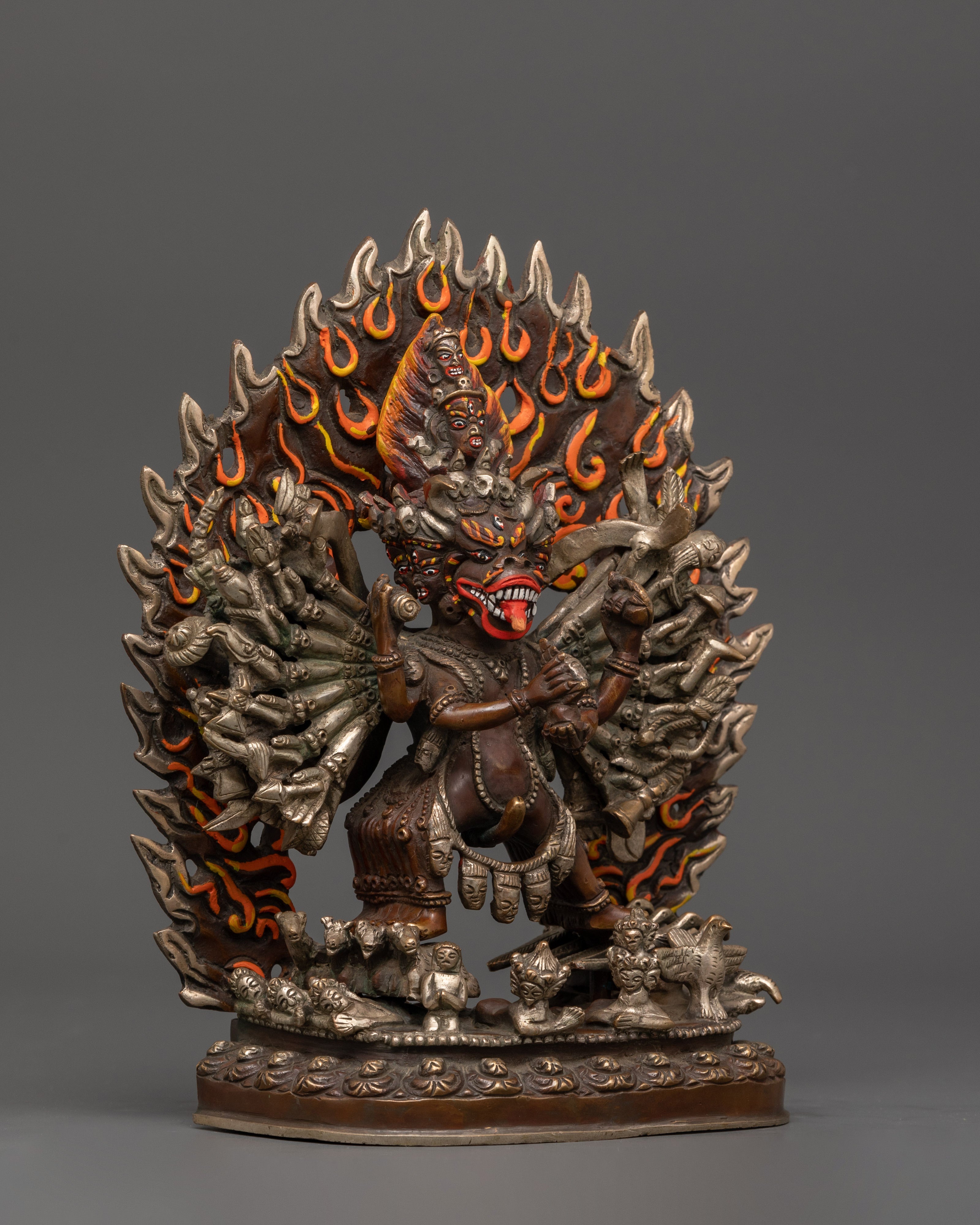 Silver-Plated Yamantaka Statue | Wrathful Buddhist Deity for Protection & Transformation