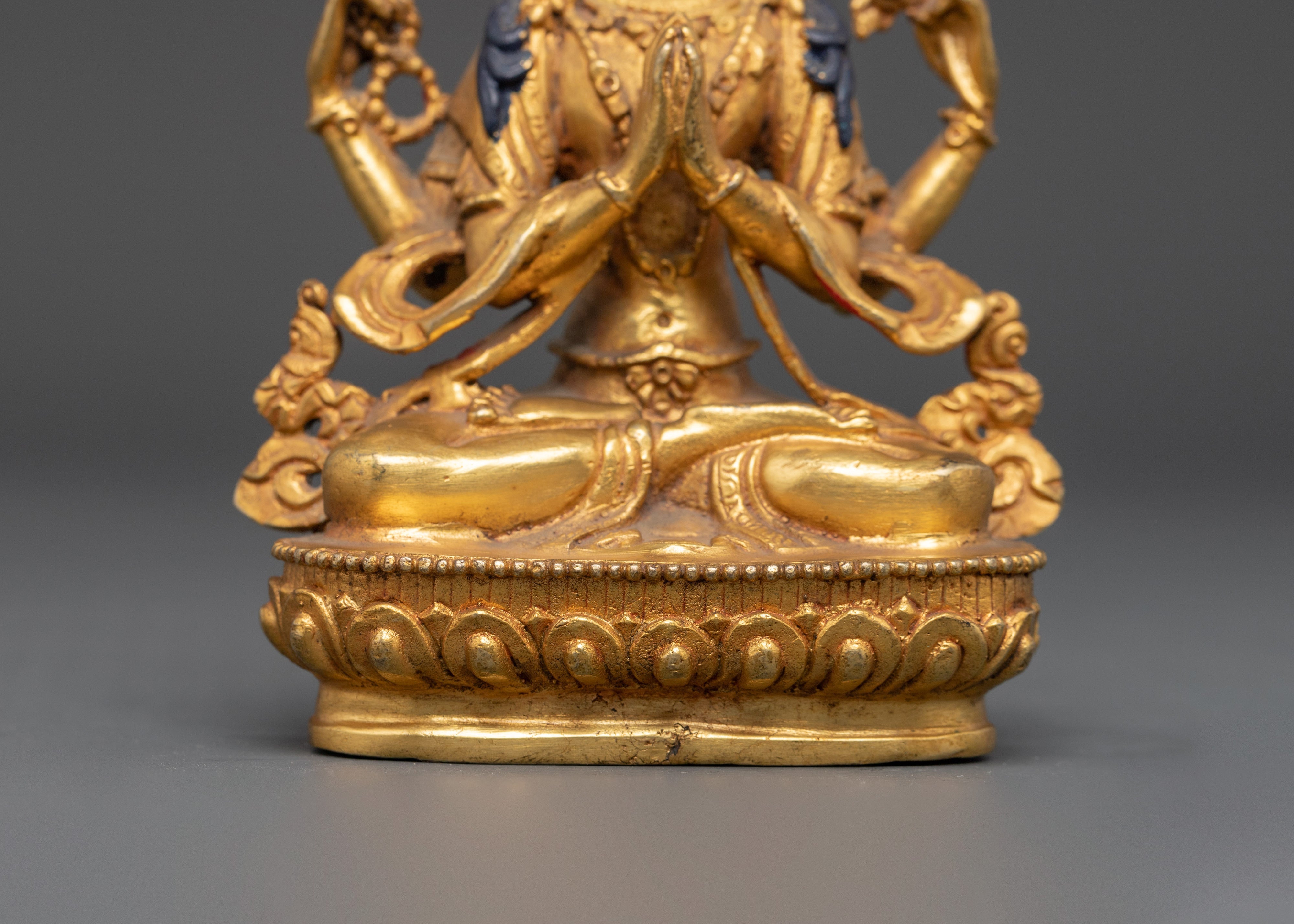 Compassion Lord Four-Armed Chenrezig Statue | Handcrafted Buddhist Sculpture