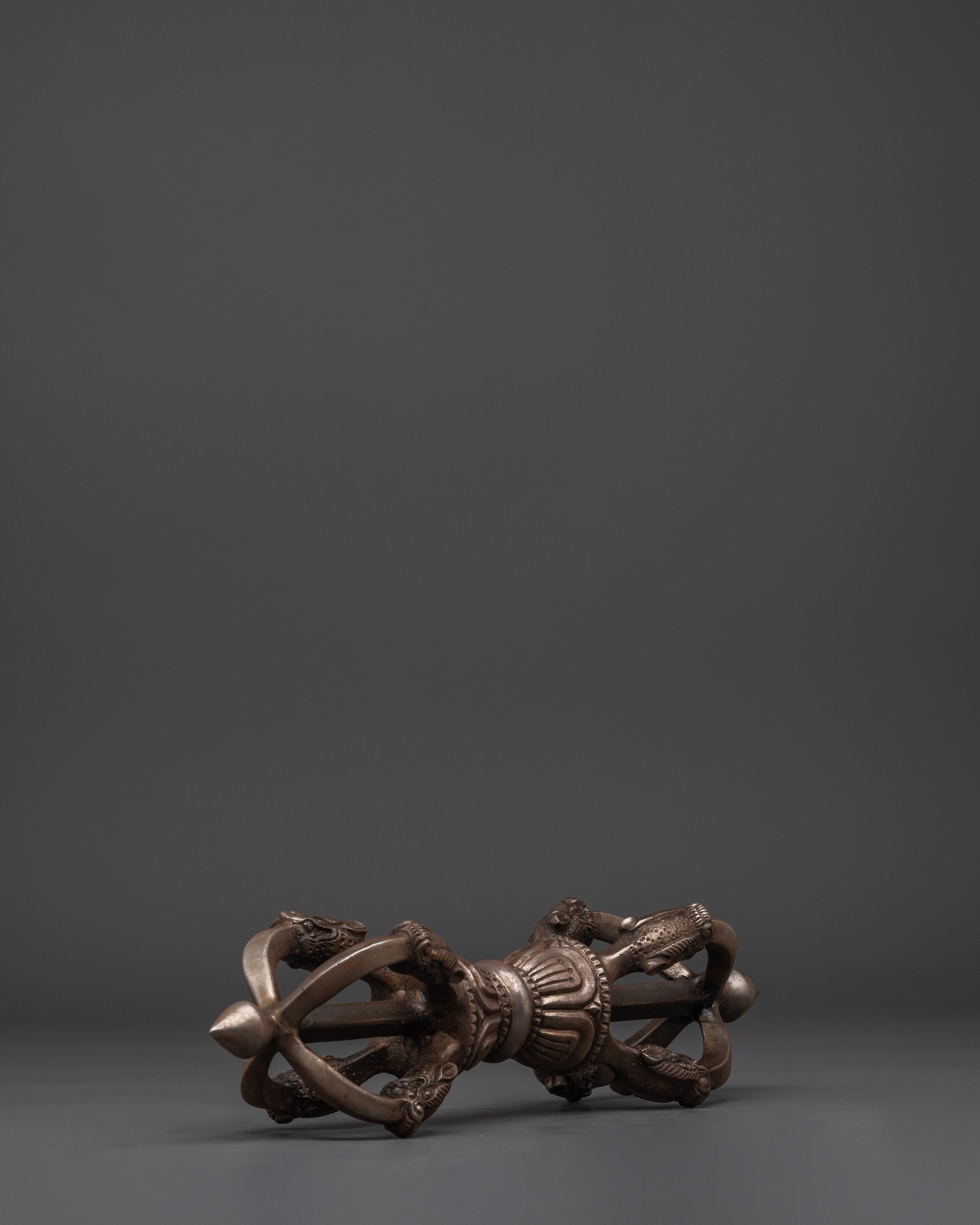 Tibetan Buddhist Altar Object Vajra | Iron Dorje Ritual Tool for Spiritual Strength