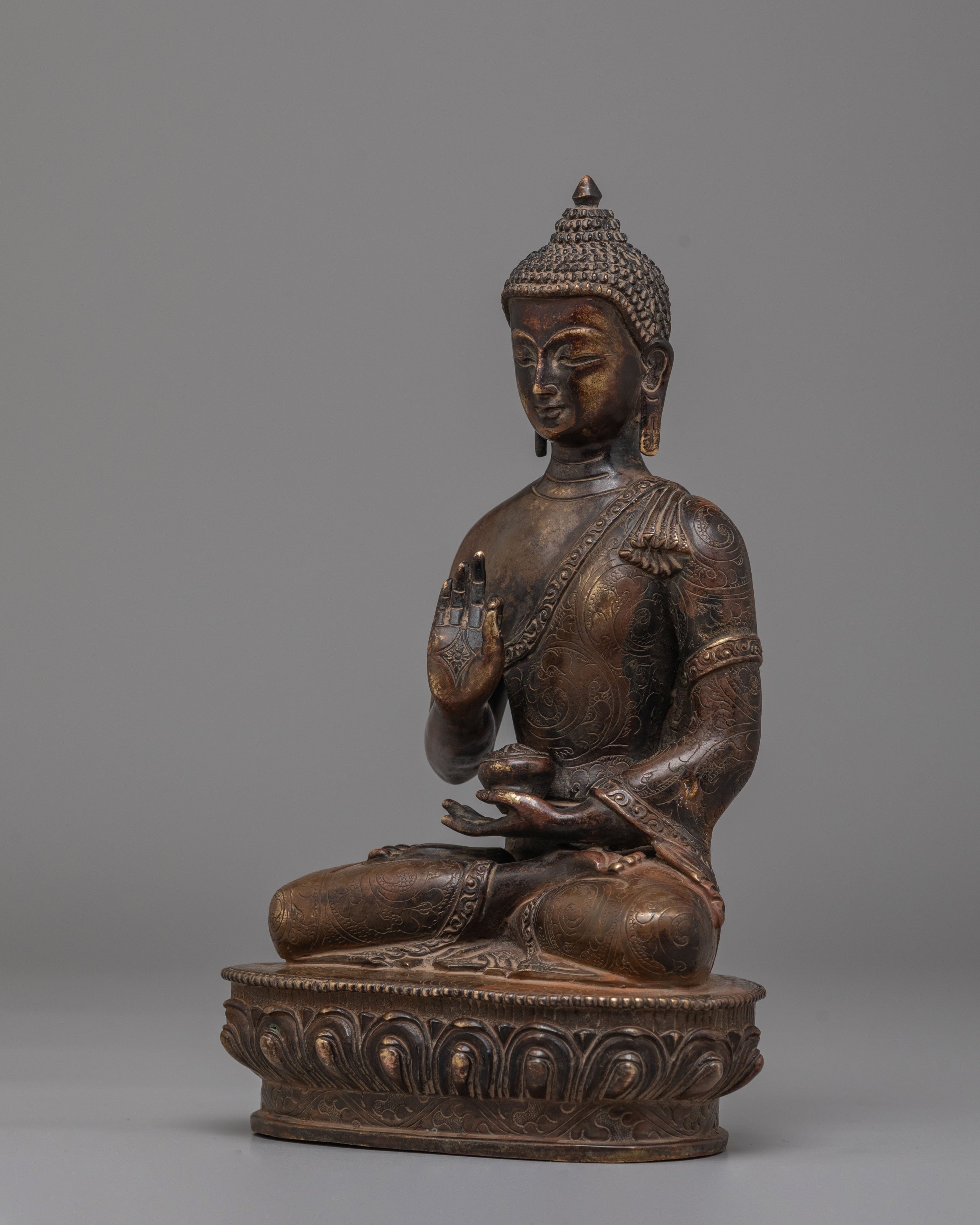 Amogasiddhi Buddha Deity Statue | Oxidized Copper Body