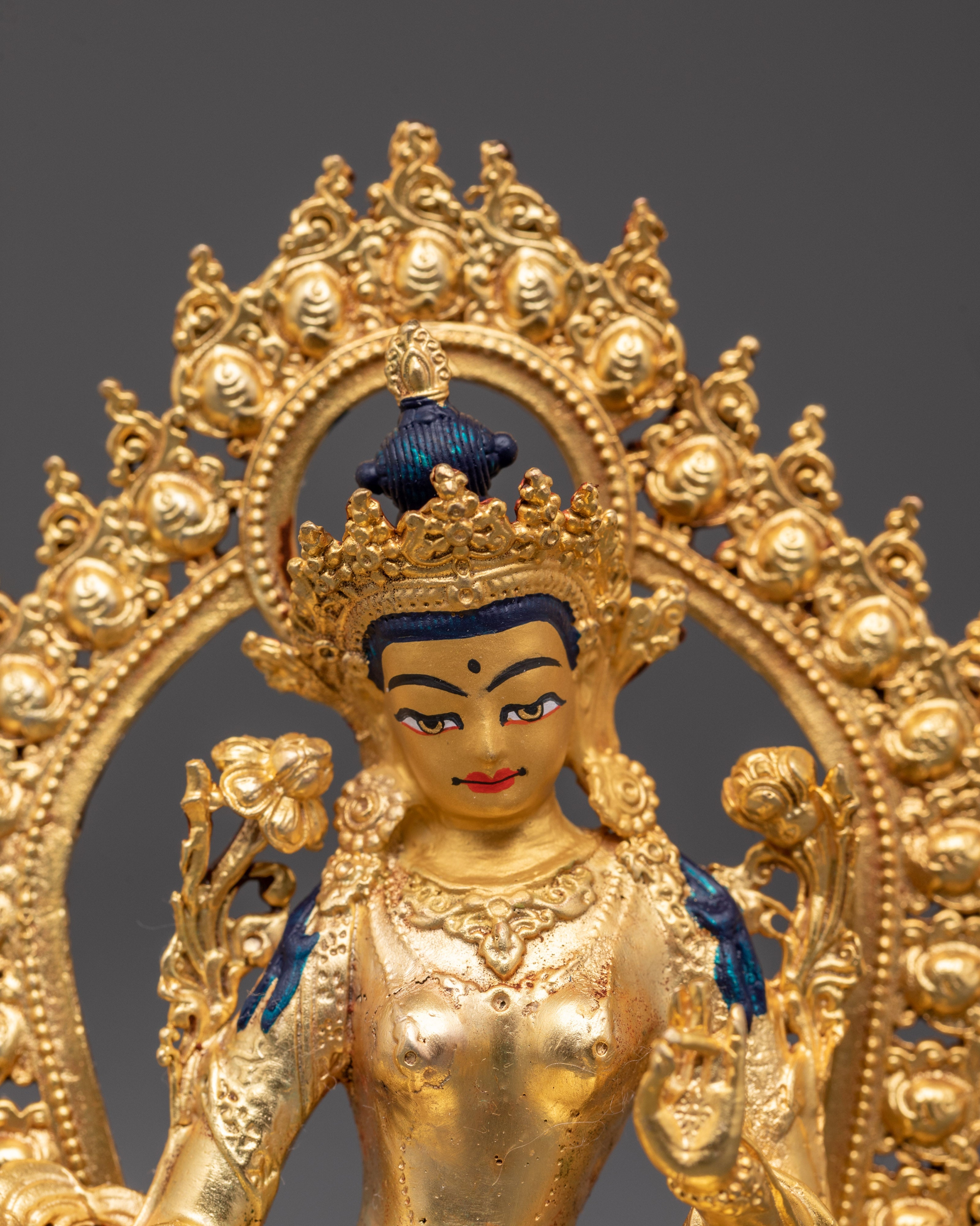 Handcrafted Sacred Shyama Tara Sculpture | Compassionate Green Tara Figure