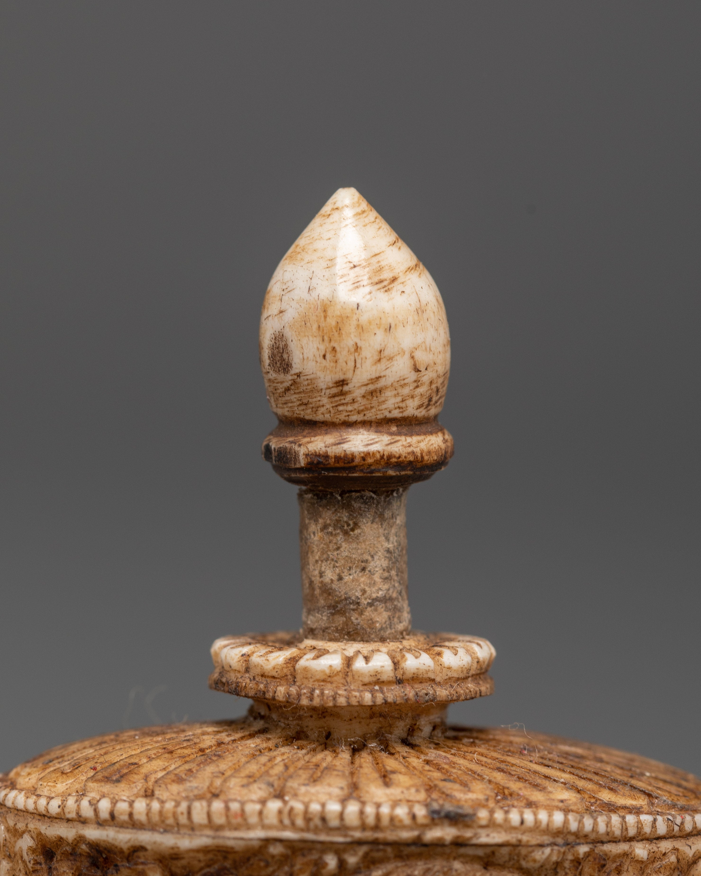 Hand-Carved Tibetan Guardian Deity Snuff Pot | Tibetan Buddhist Ritual Object