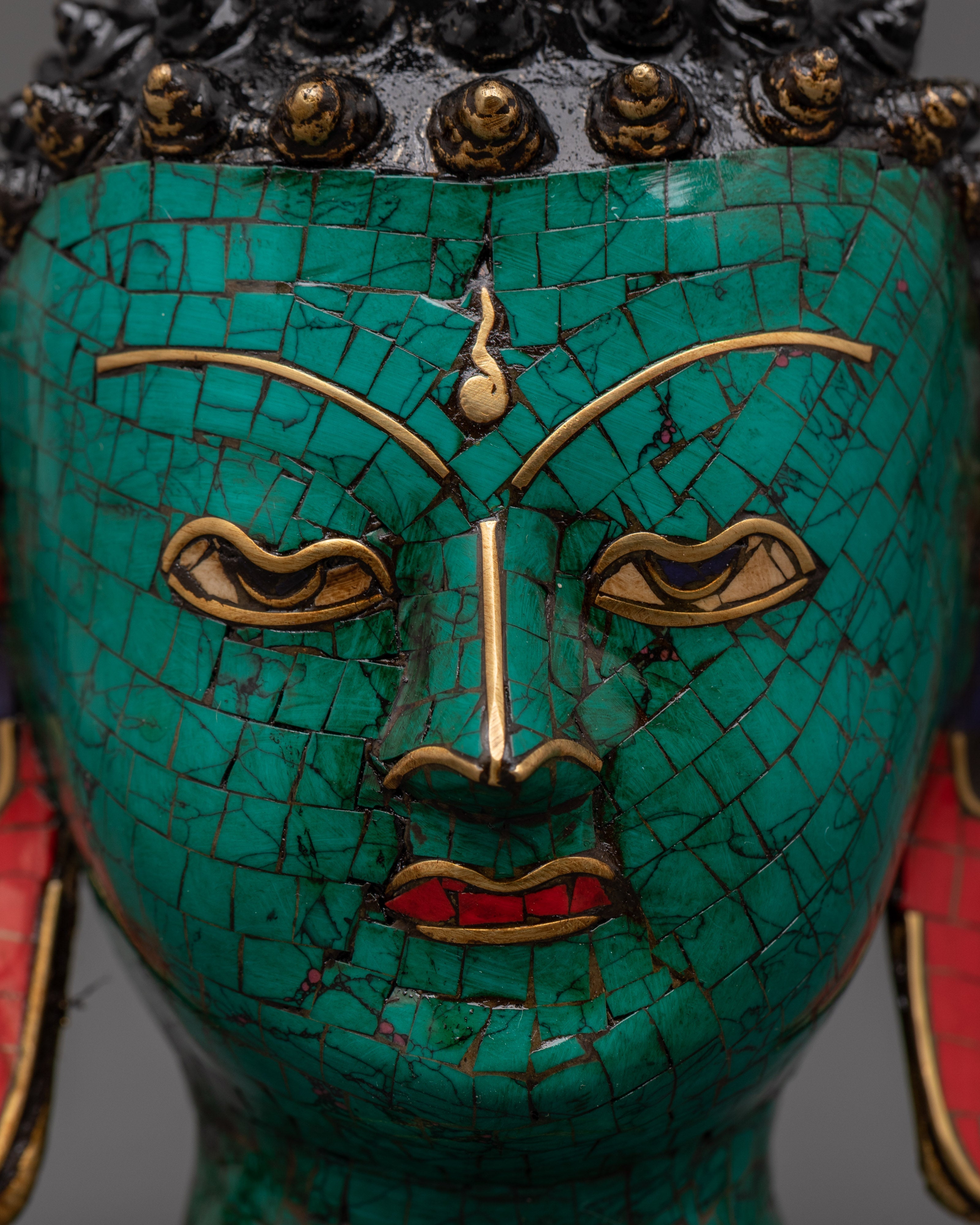 Buddha Head Brass Sculpture | Spiritual Home Art