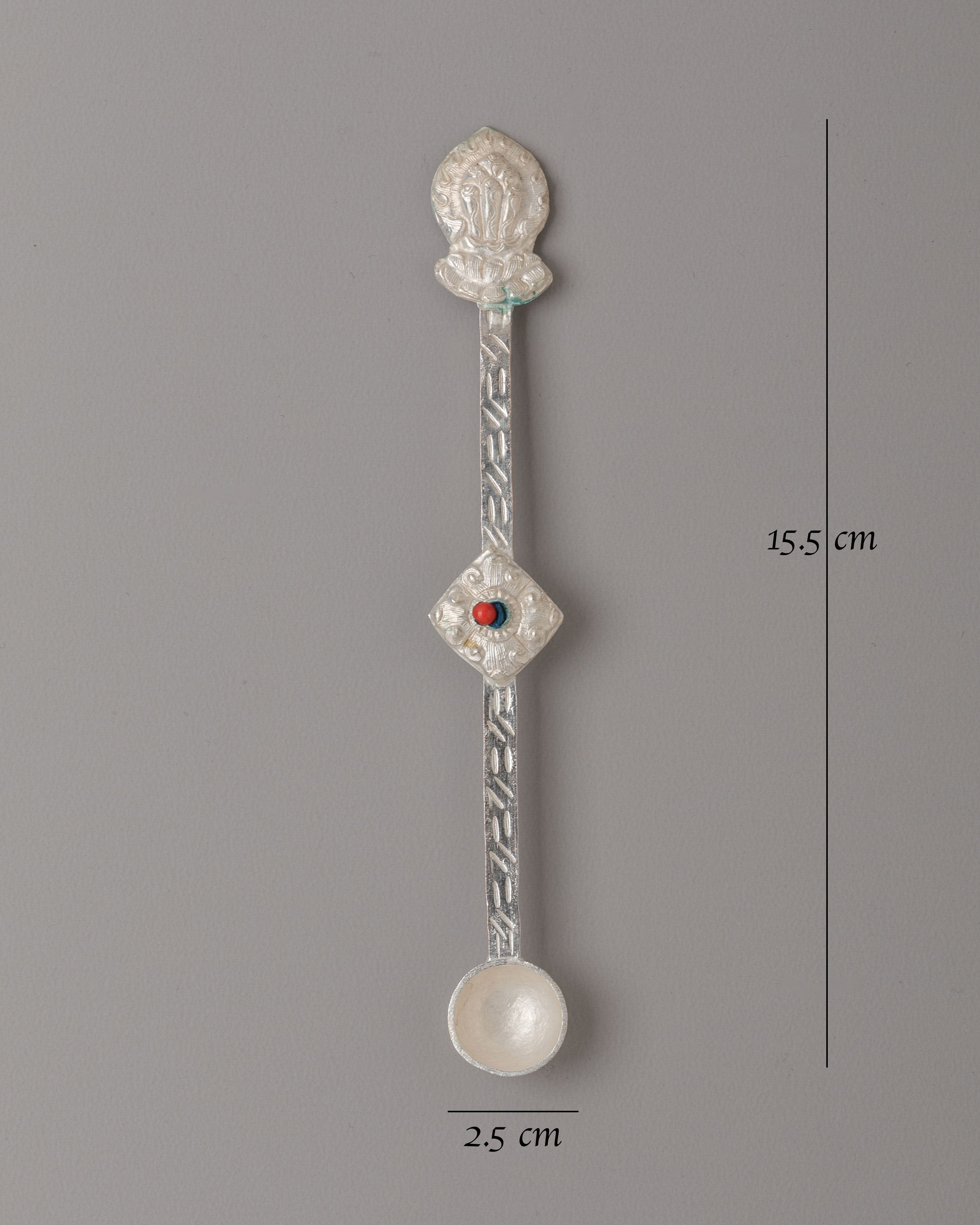 Buddhist Offering Spoons | Silver Plated Copper Altar Utensils