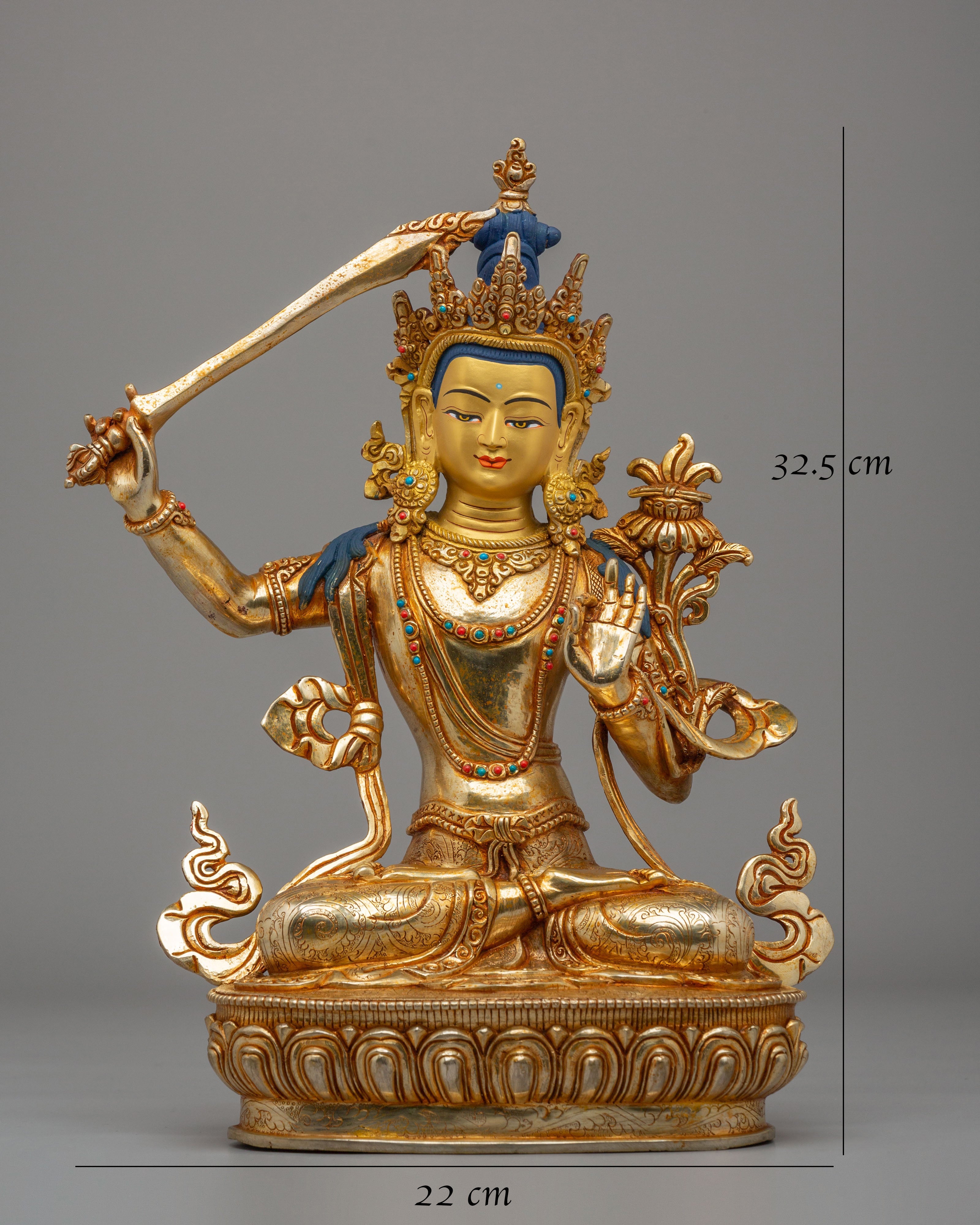 Manjushri Statue with Wisdom Sword | Tibetan Bodhisattva of Wisdom