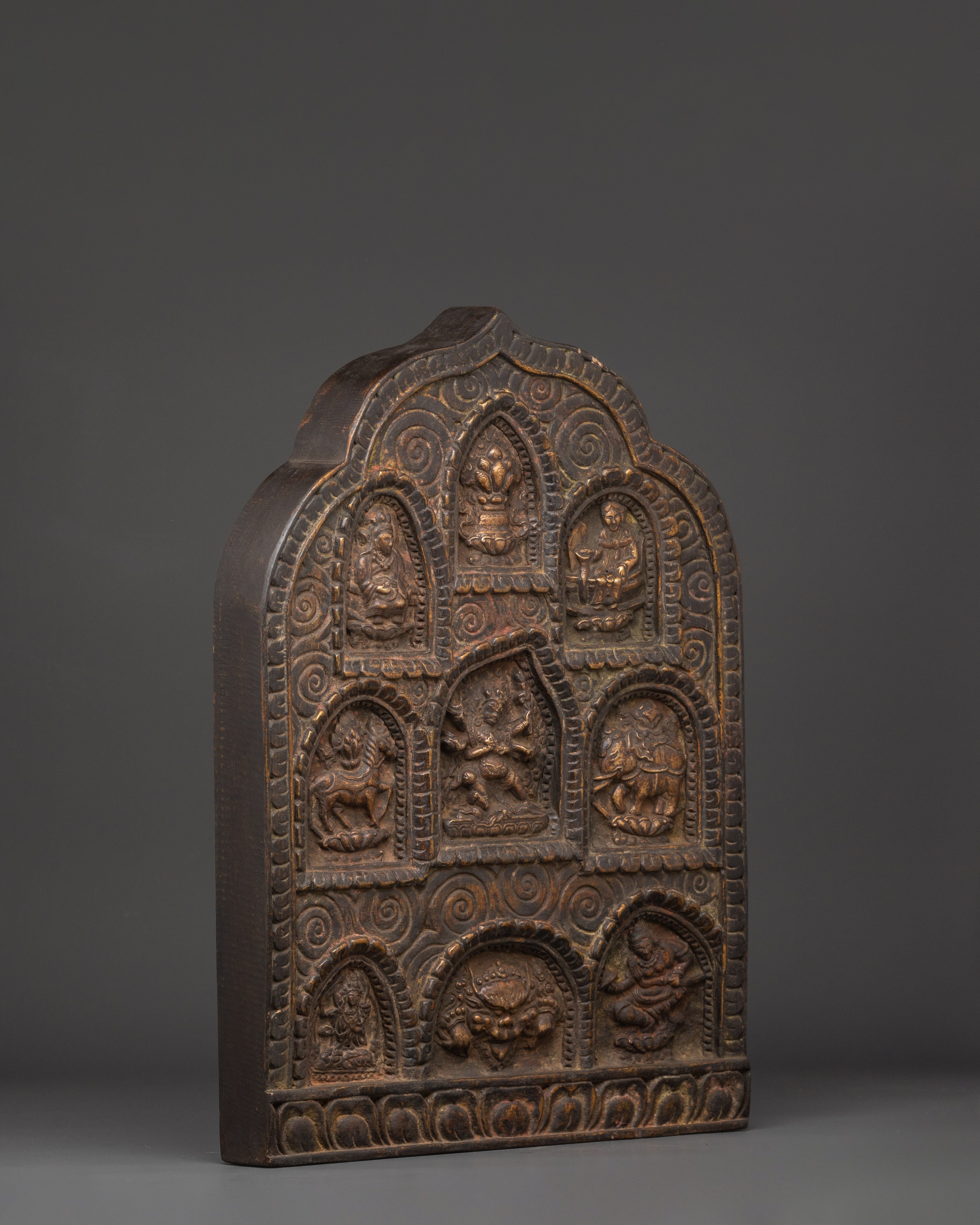 Handcrafted Buddhist Deities Plaque | Spiritual Relief Sculpture
