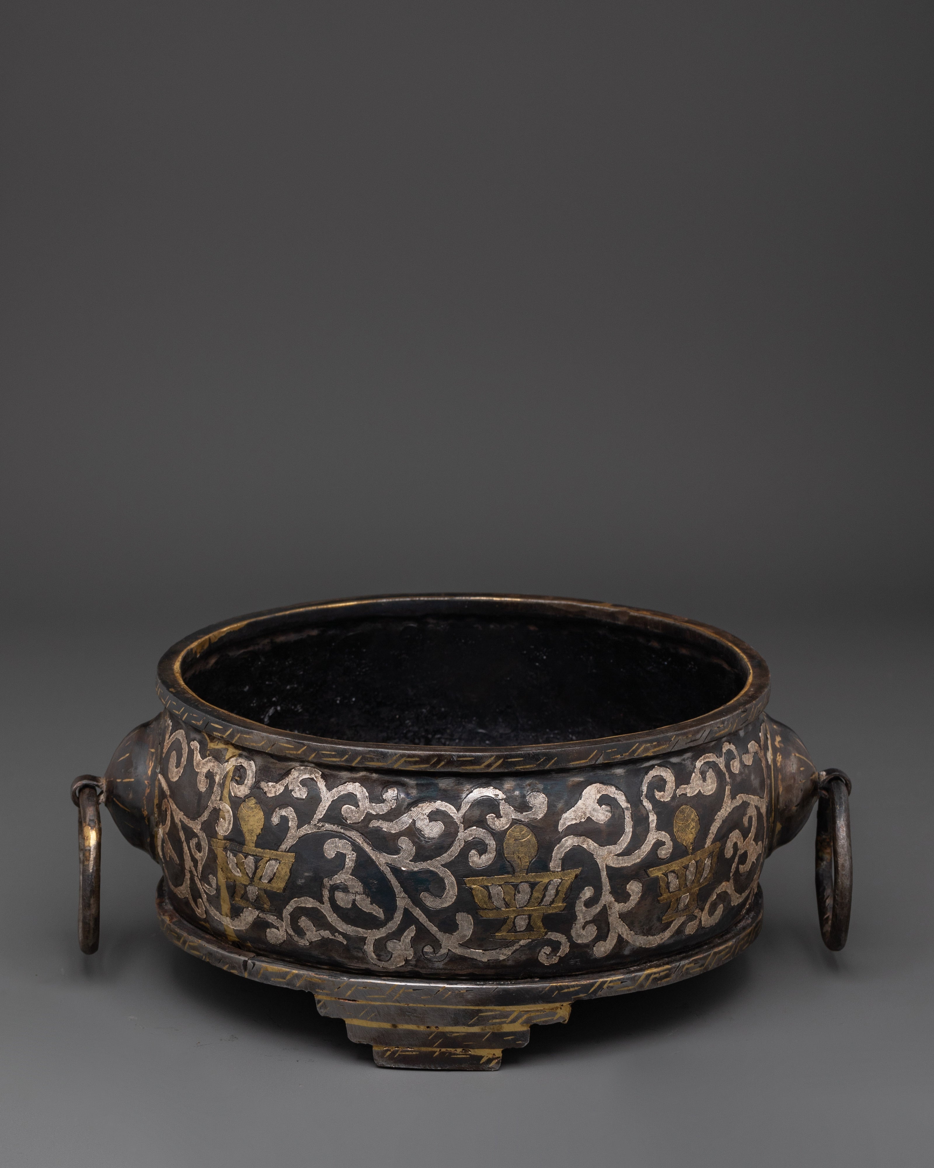 Rice Carry Pot with Silver Inlaid | Traditional Decorative Piece