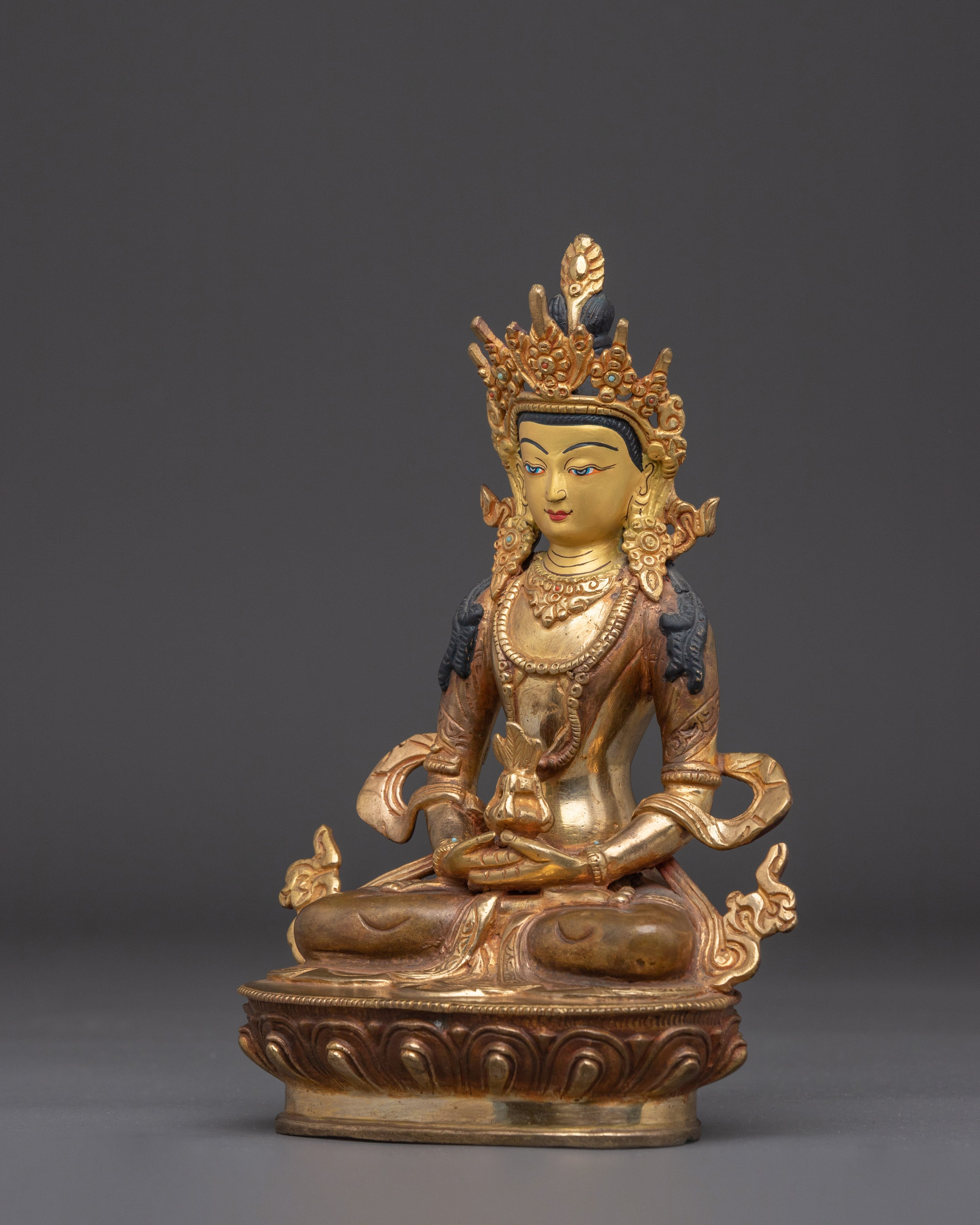 Amitayus Handcrafted Oxidized Copper Statue | Sacred Buddhist Art