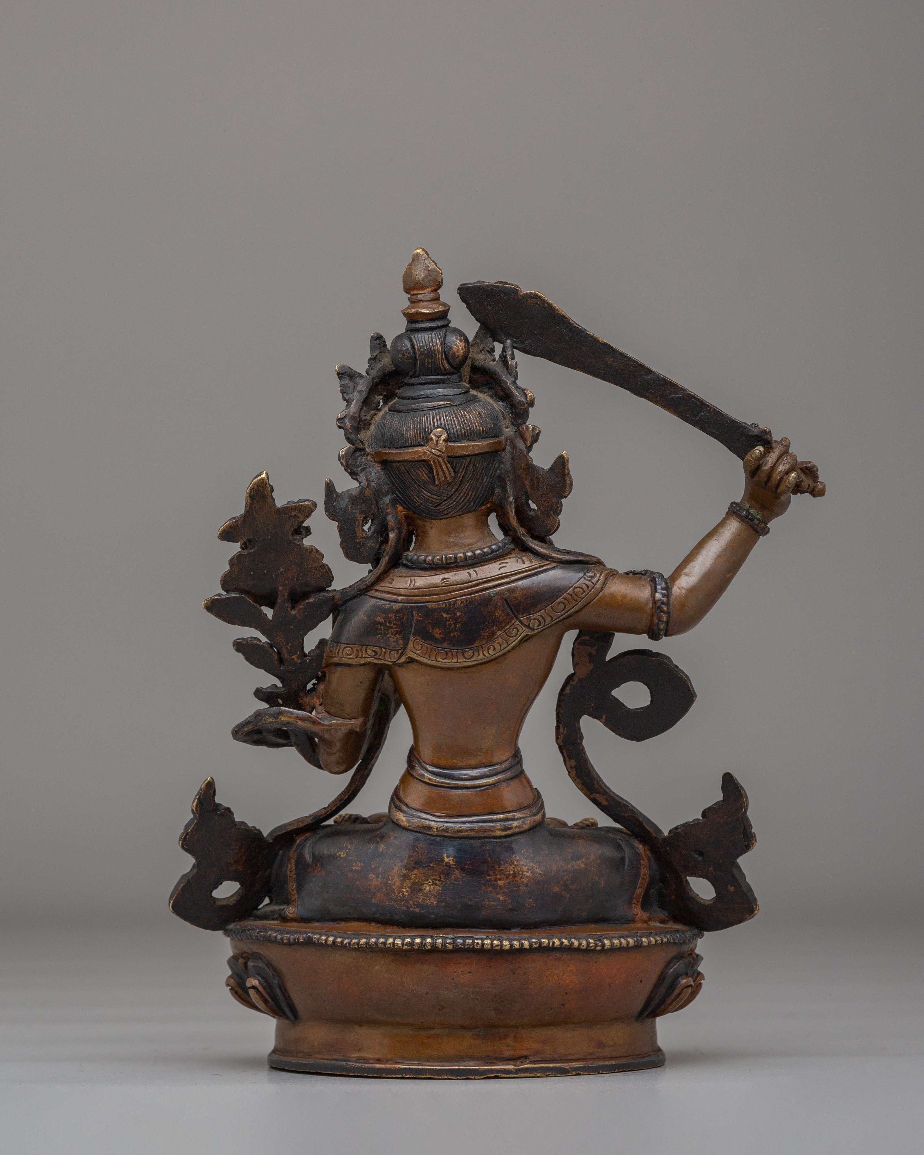 Sacred Manjushri Statue | Handcrafted Tibetan Bodhisattva Sculpture