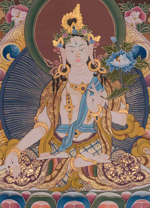 Original Hand-Painted White Tara With Other Bodhisattvas | Protector of Life, Love, and Liberation