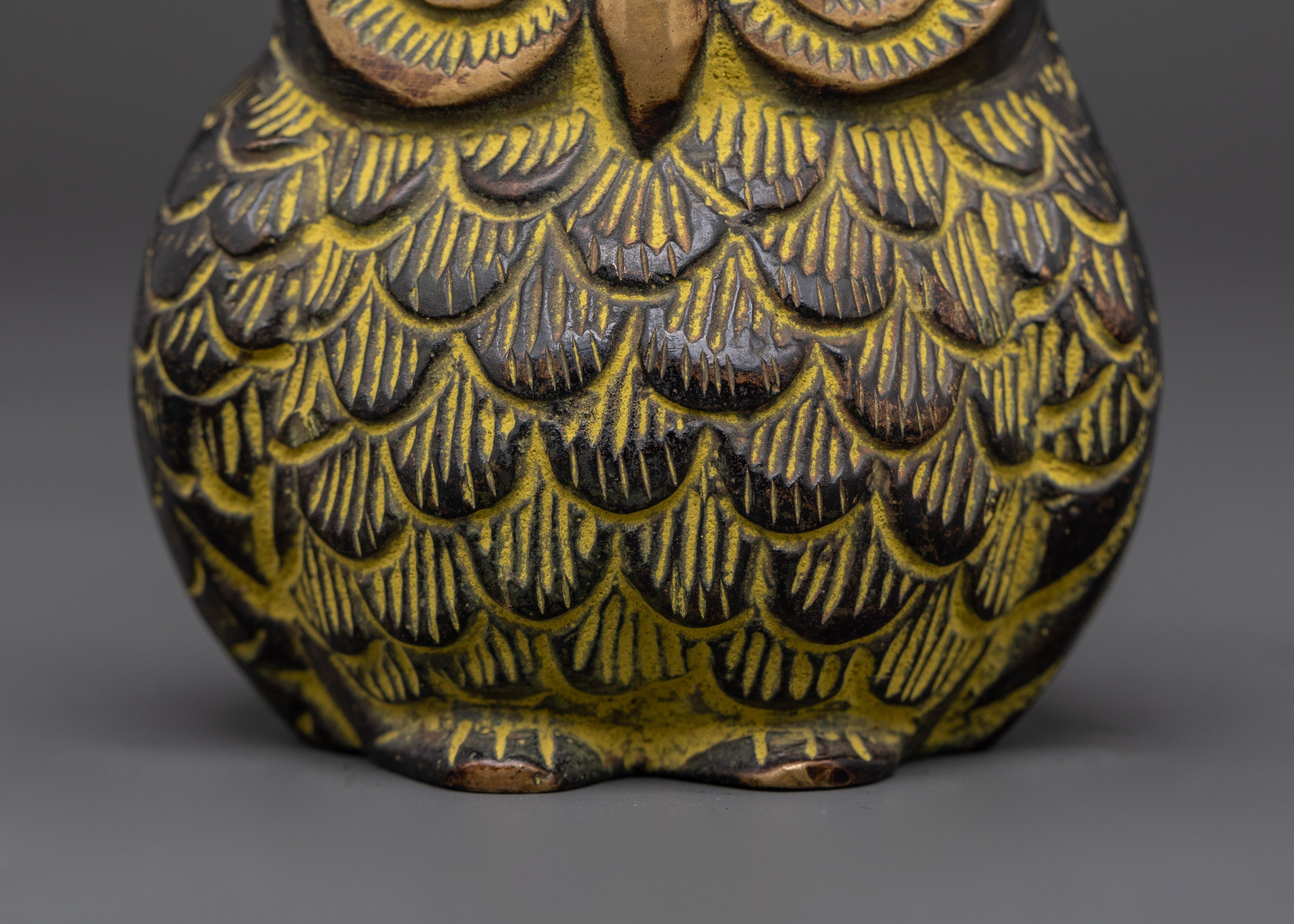 Tibetan Owl Symbol Sculpture | Handcrafted Brass Owl Figurine