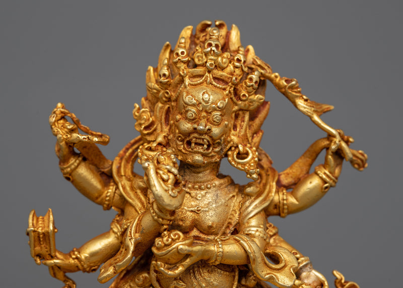 6-armed Mahakala Statue | Mini Machine Made Sculpture