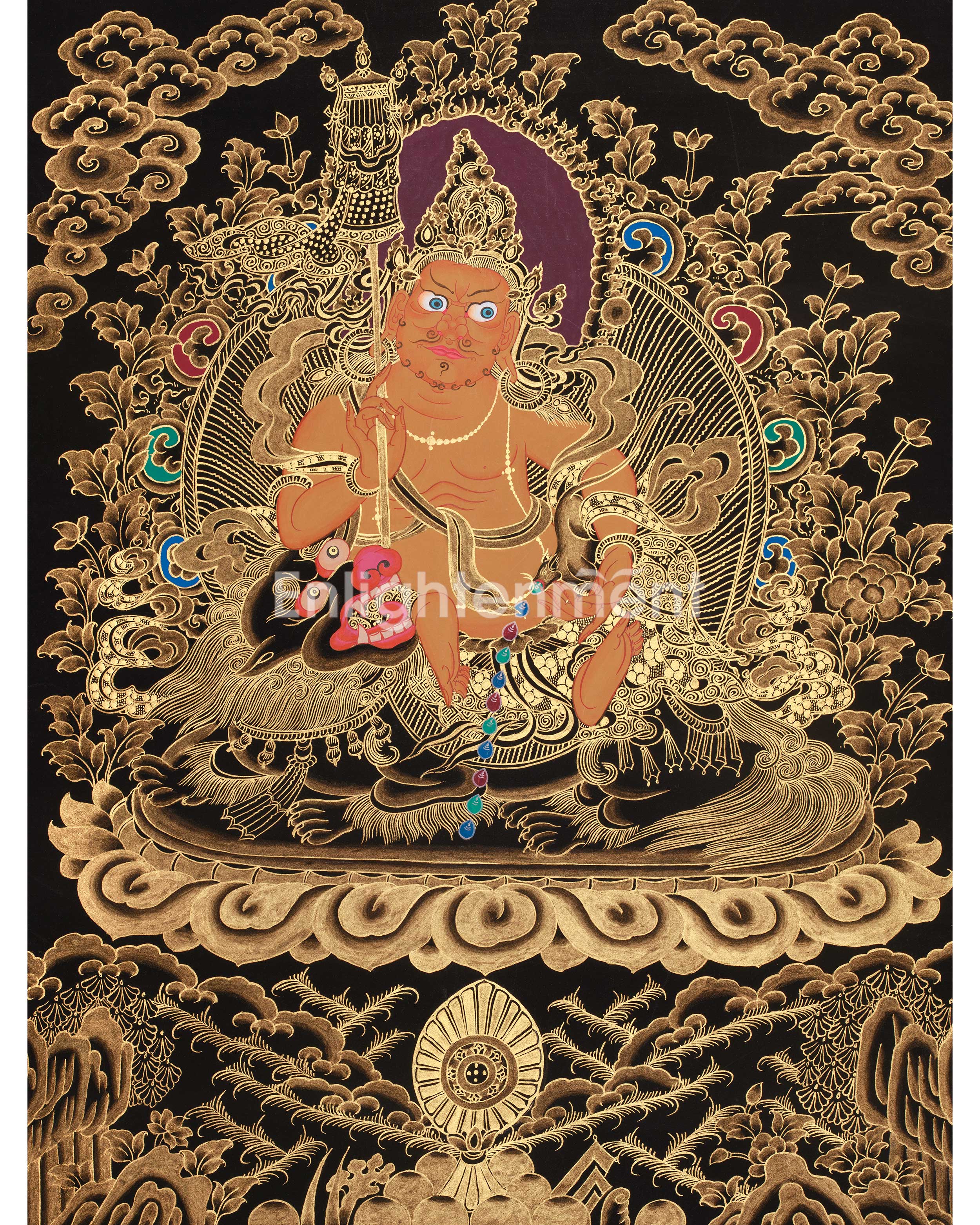 Gold Style Namtose Thangka Painting | Original Hand-Painted Buddha of Wealth