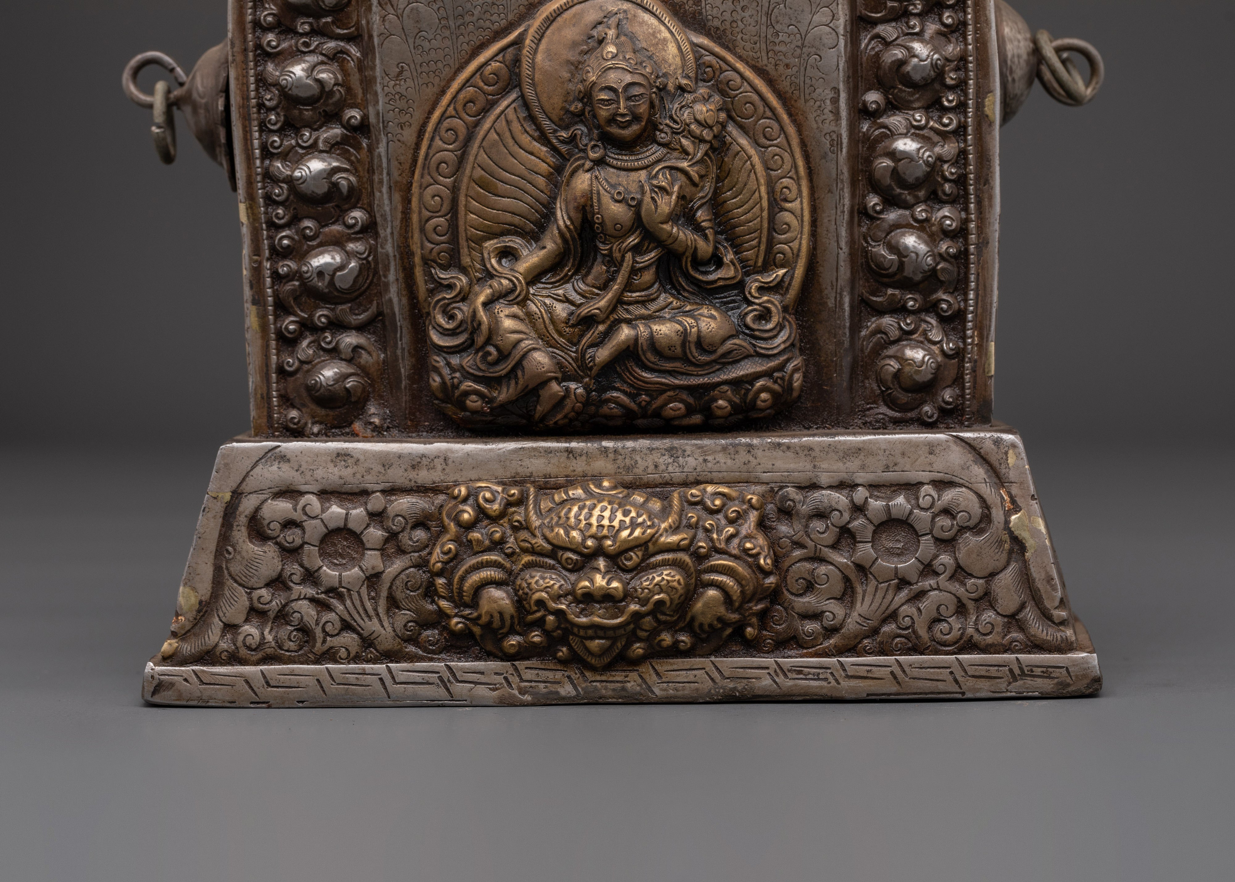 Handcrafted Religious Ghau Box | Tibetan Copper Altar Box for Meditation