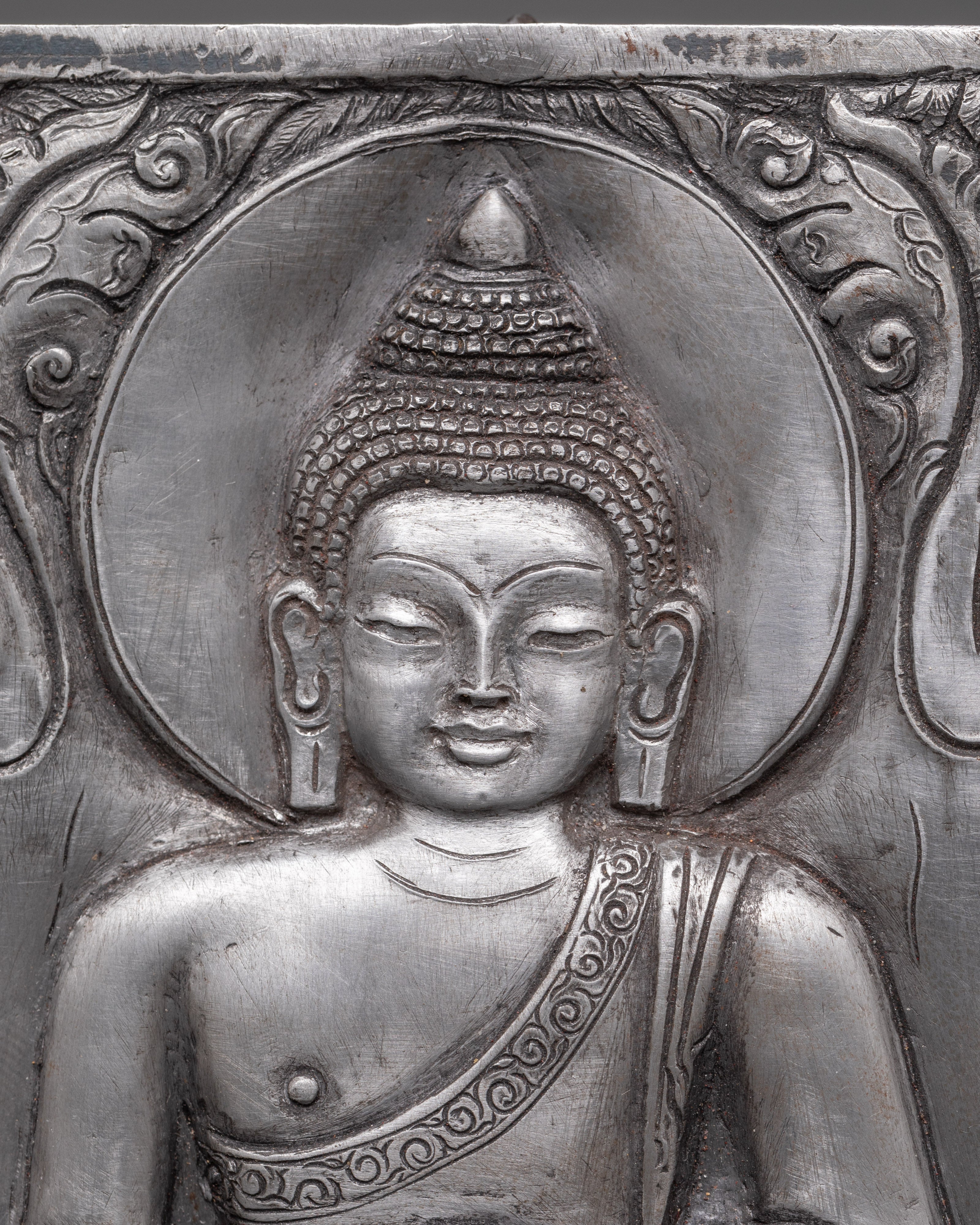 Hand-carved Buddha Wall Hanging | Meditation Posture Under Tree Engraved