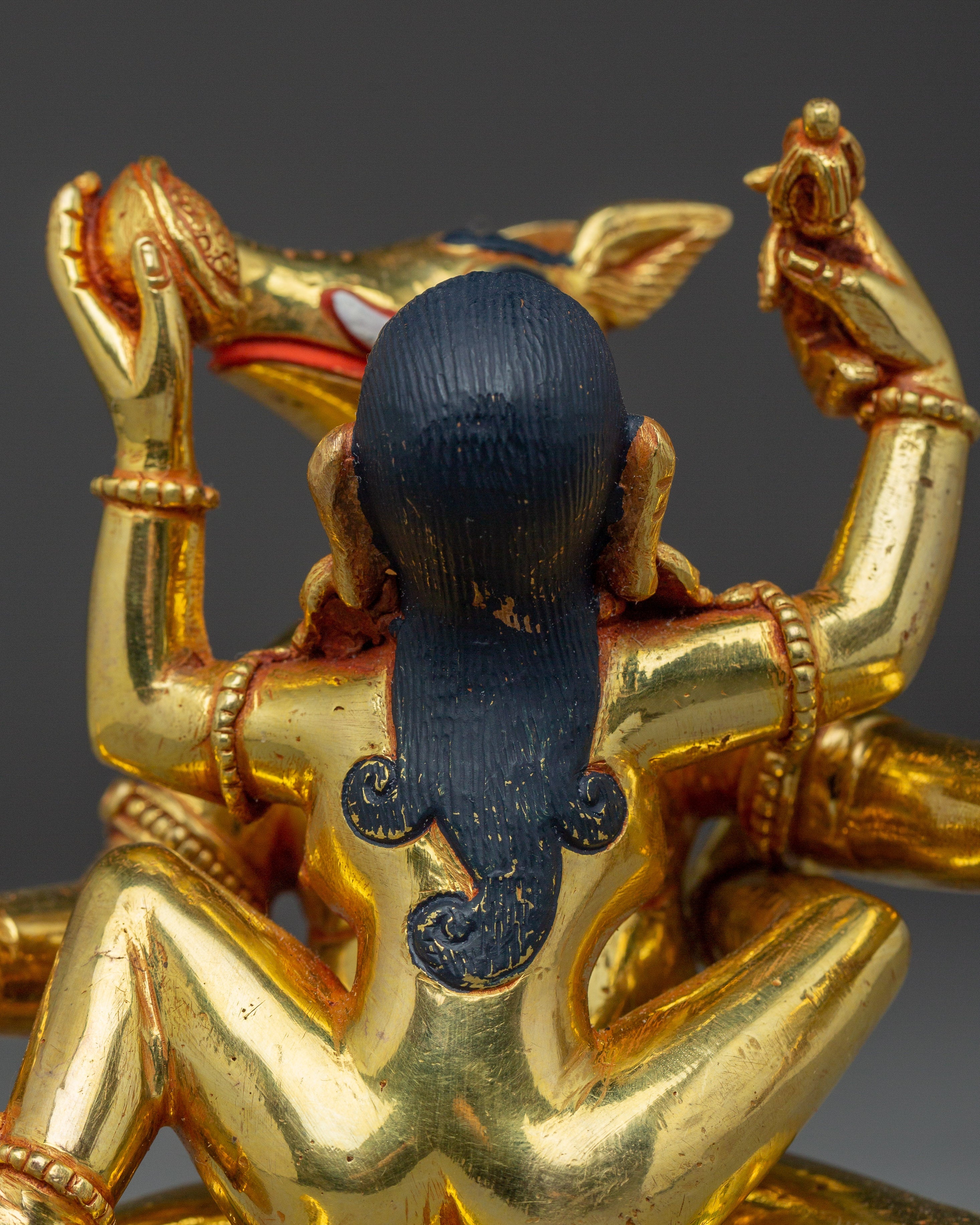 Varaha with Consort Statue | Handcrafted Gold Gilded Copper Vishnu Avatar