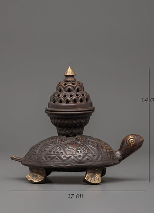 Tortoise Incense Burner with Antique Finishing | Handcrafted Tibetan Incense Burner