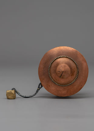 Compact Copper & Wood Buddhist Prayer Wheel | Handcrafted Ritual Tool for Meditation