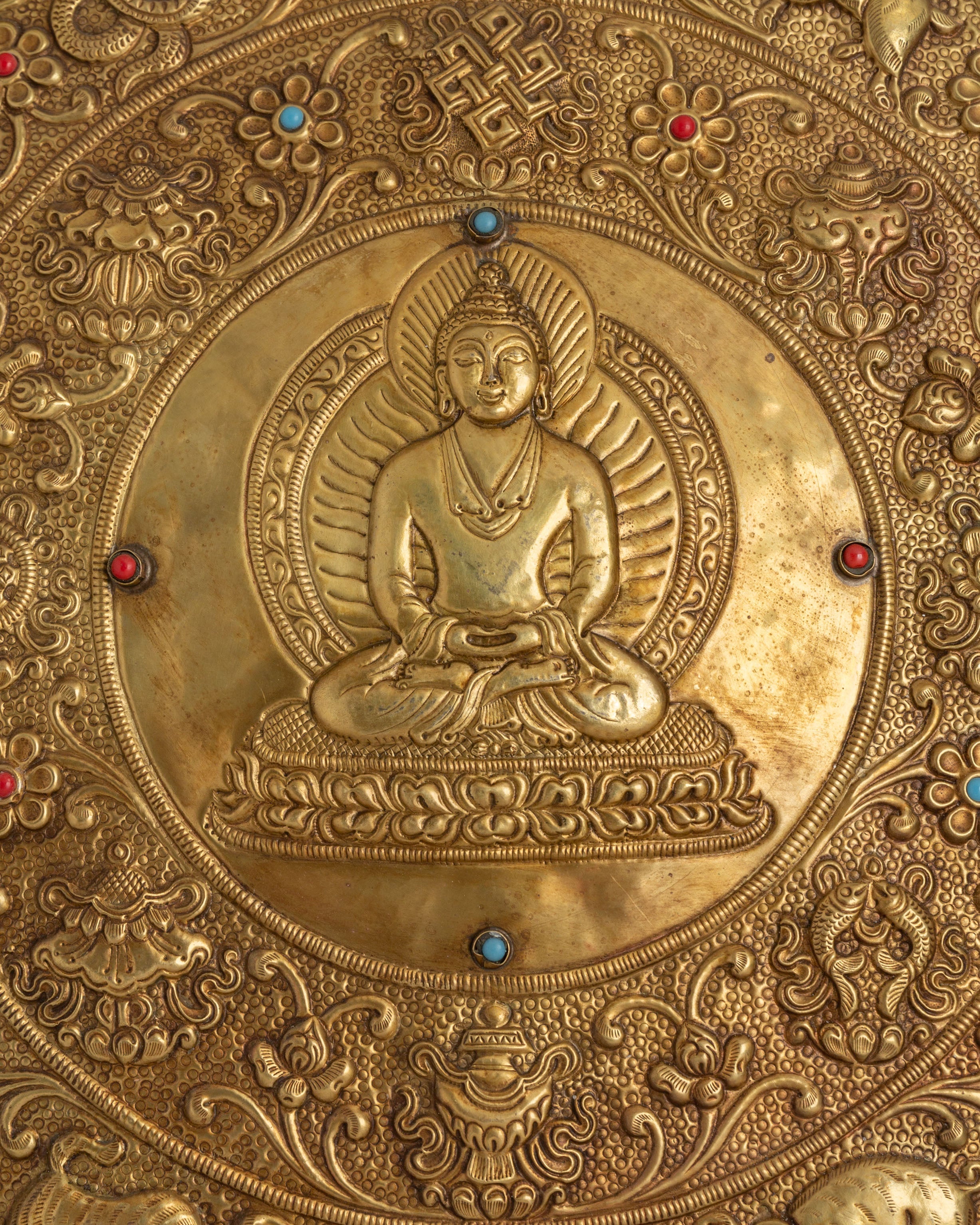 Buddha Mandala Wall Hanging | Handcrafted Copper Mandala with Gemstones