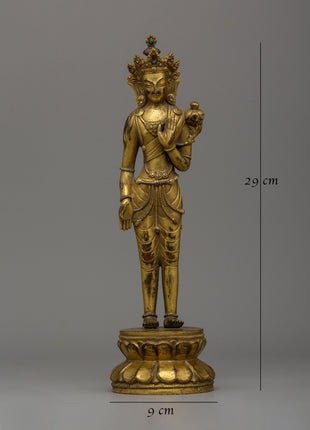 Mongolian Antique Lokeshwor Statue | Sacred Avalokiteshvara Bodhisattva for Meditation