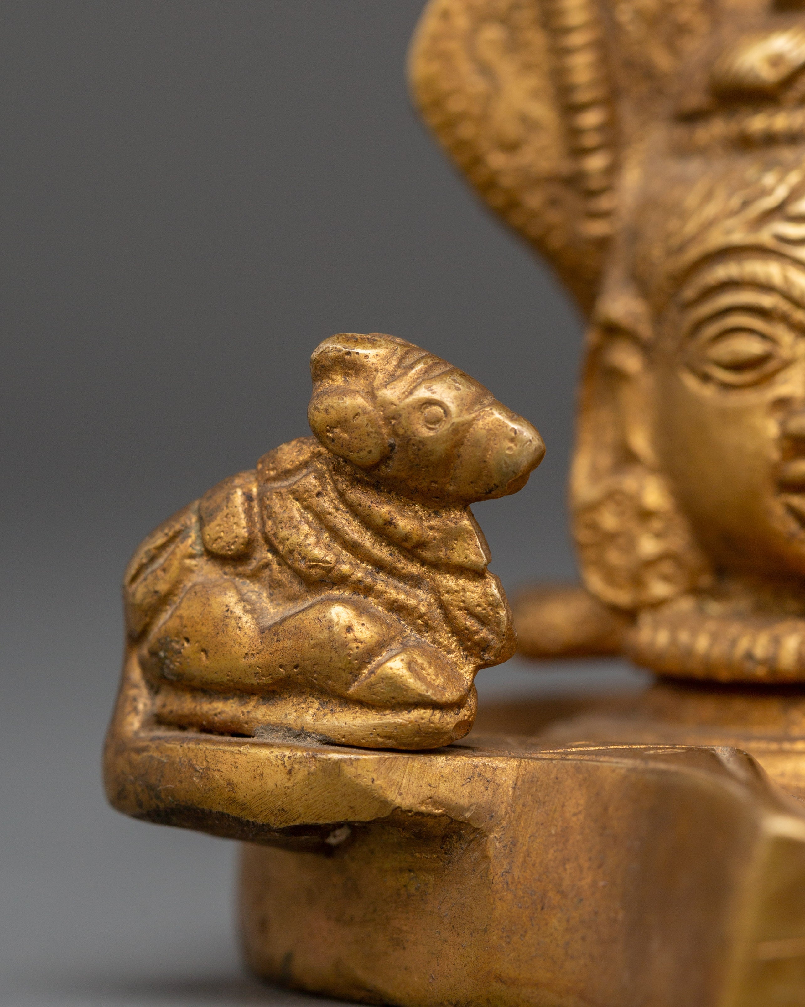 Sacred Shiva Linga with Naga and Nandi | Brass Hindu Deity Statue for Worship and Decor